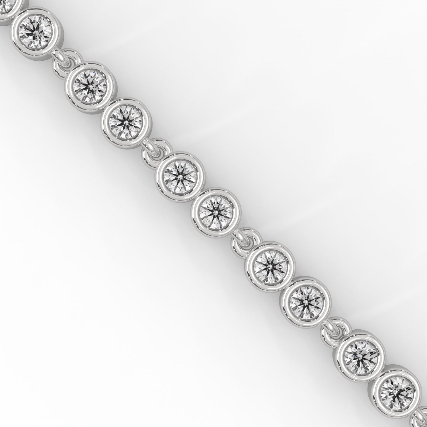 Round Brilliant Cut Lab-Grown Diamond Bezel Chain Tennis Bracelet in White Gold