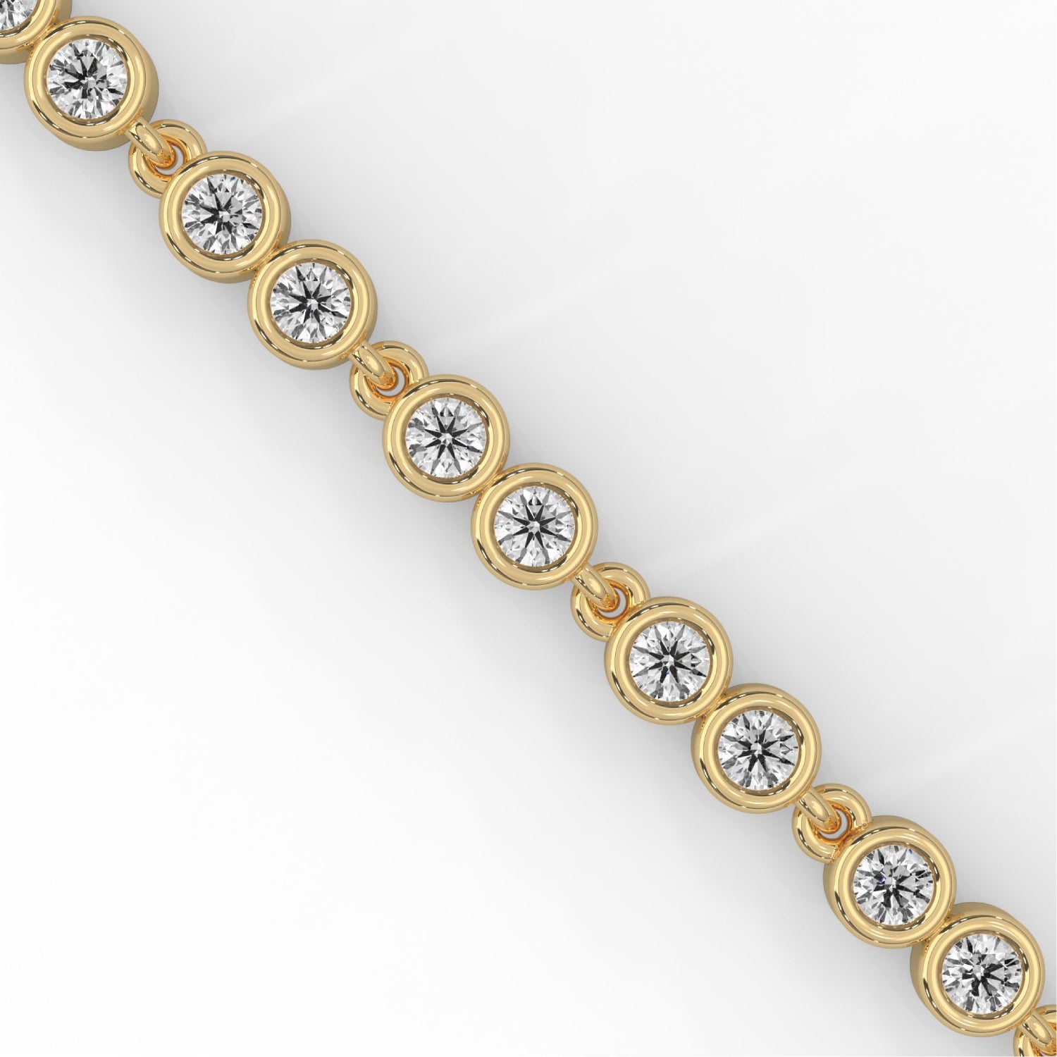 Round Brilliant Cut Lab-Grown Diamond Bezel Chain Tennis Bracelet in Yellow Gold