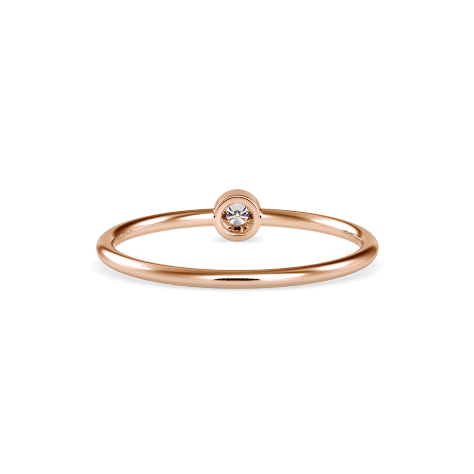 Round Brilliant Cut Lab-Grown Diamond Bezel Stackable Ring in Rose Gold