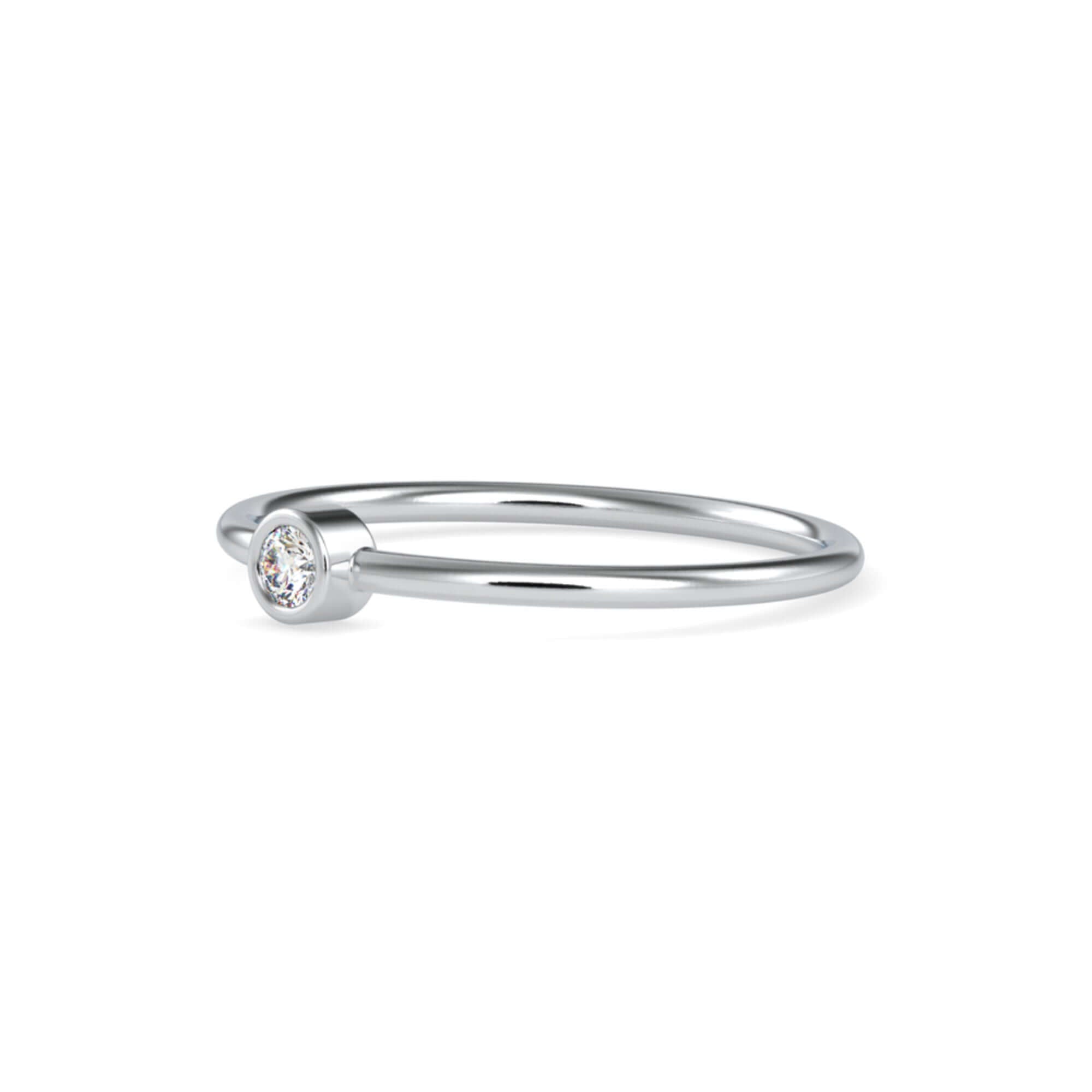 Round Brilliant Cut Lab-Grown Diamond Bezel Stackable Ring in White Gold