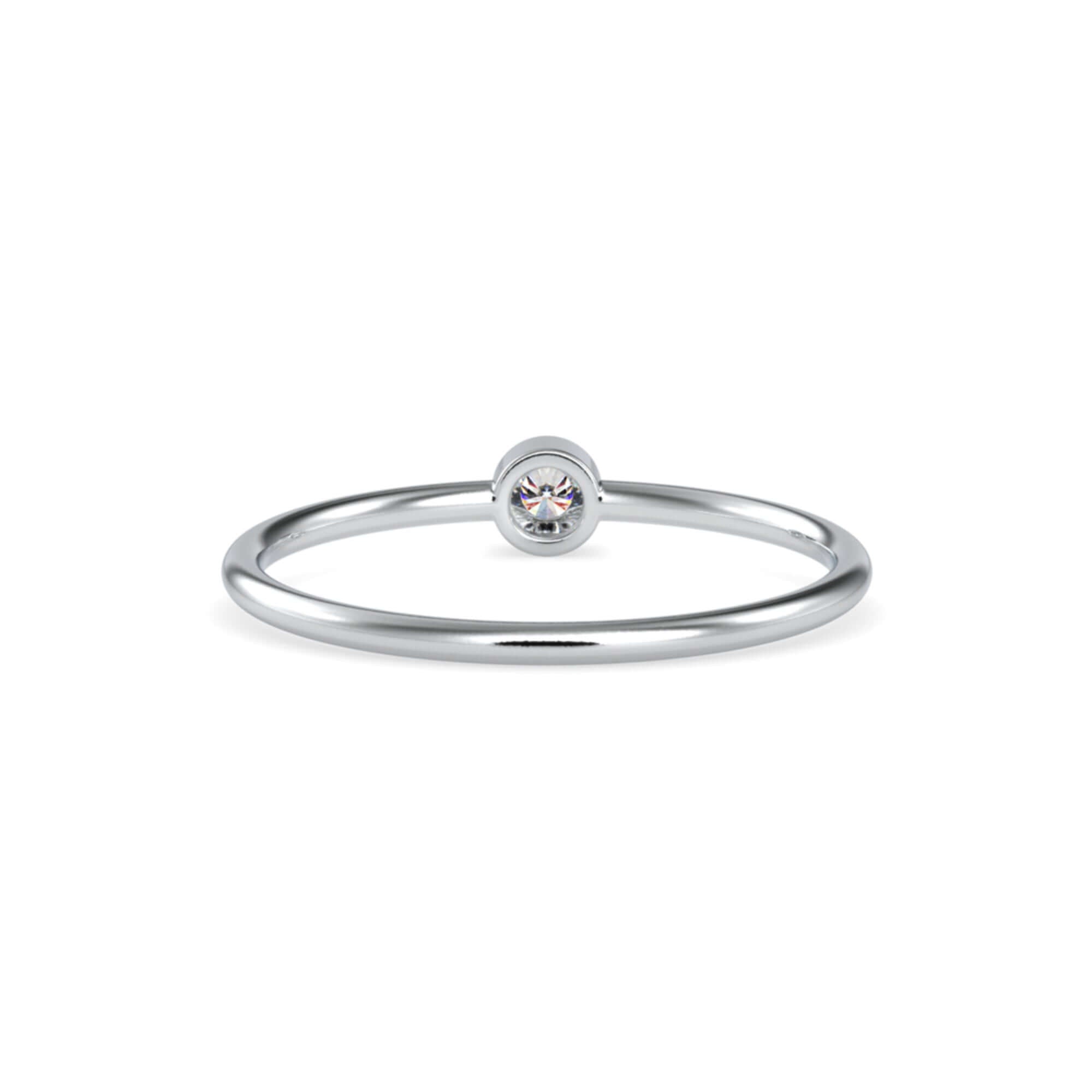 Round Brilliant Cut Lab-Grown Diamond Bezel Stackable Ring in White Gold
