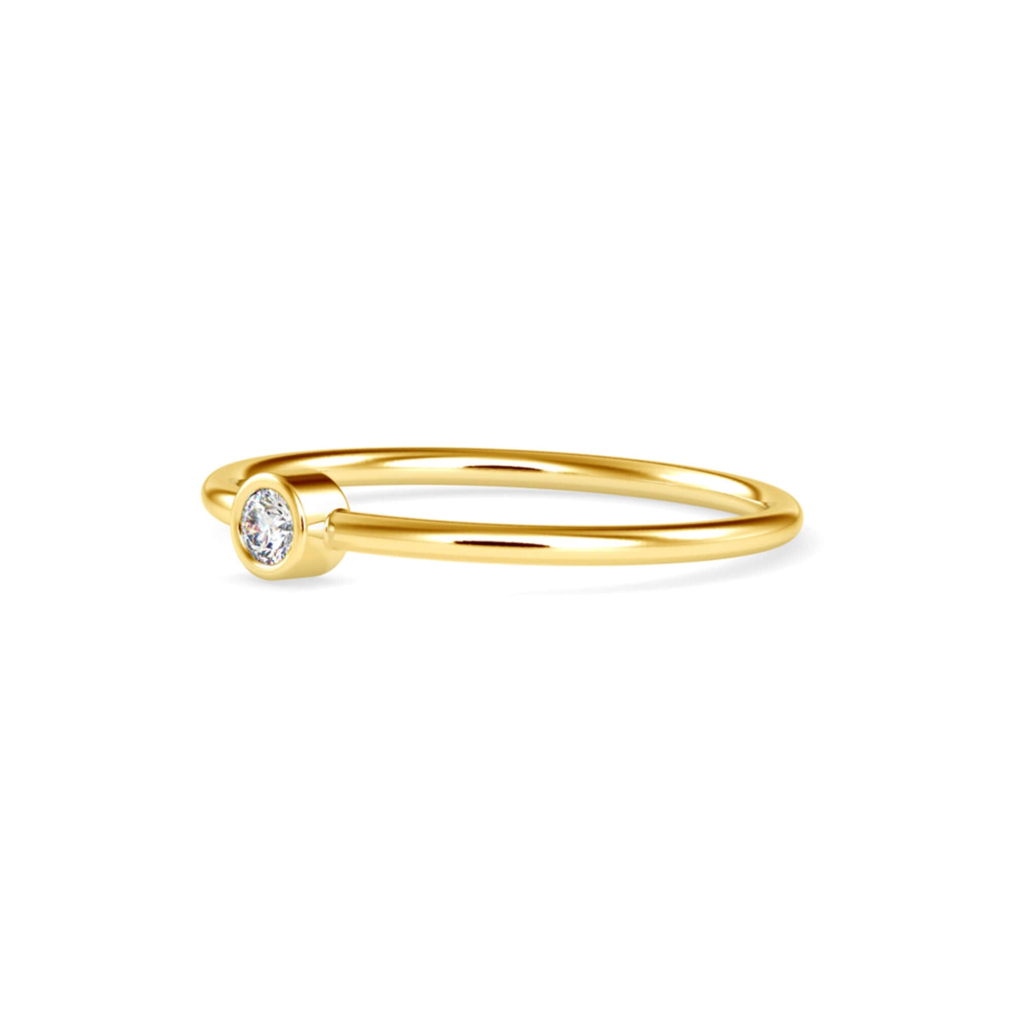 Round Brilliant Cut Lab-Grown Diamond Bezel Stackable Ring in Yellow Gold