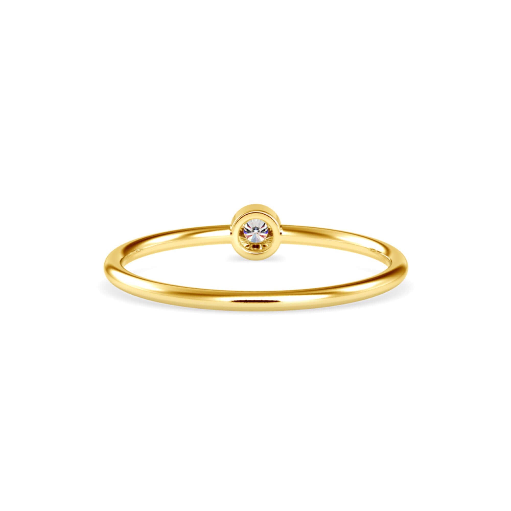 Round Brilliant Cut Lab-Grown Diamond Bezel Stackable Ring in Yellow Gold