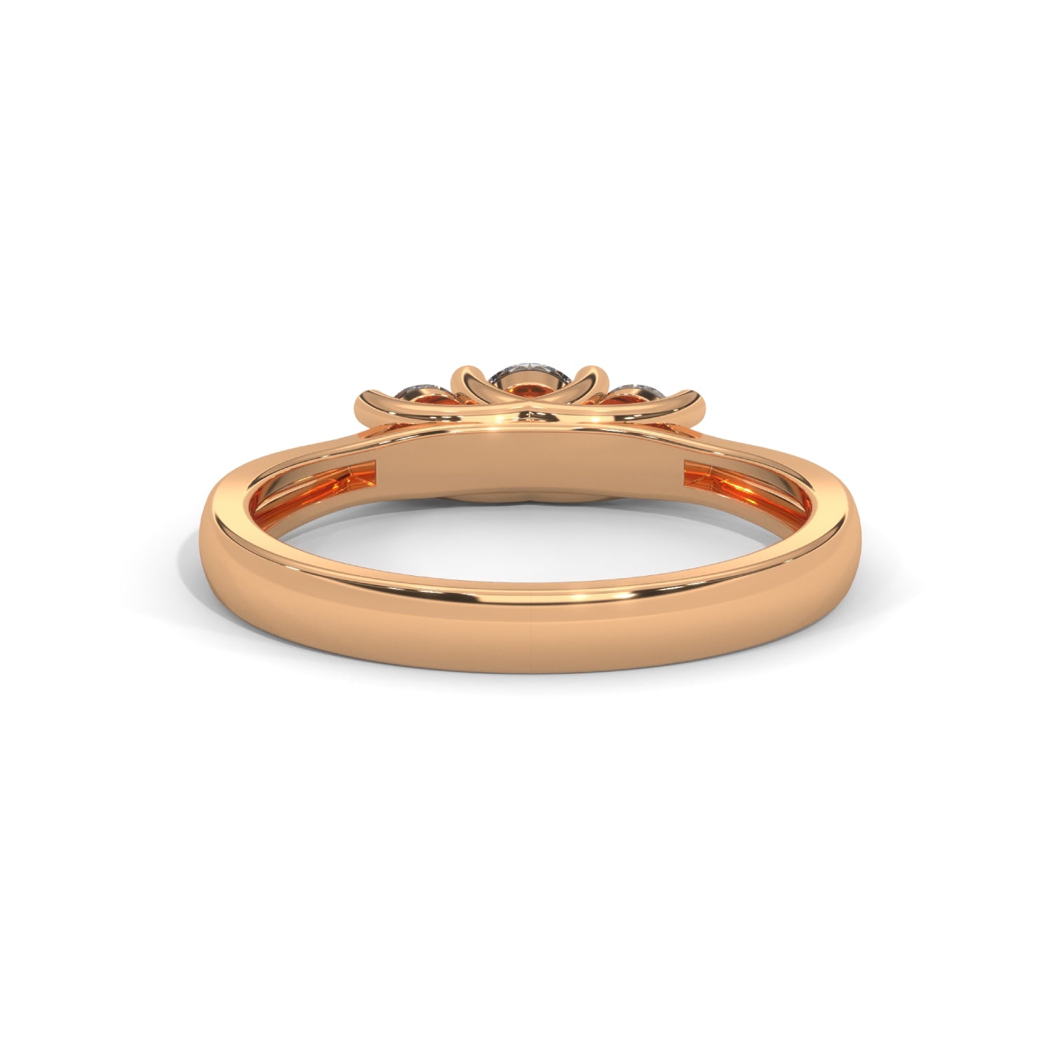 Round Brilliant Cut Lab-Grown Diamond Classic Three-Stone Engagement Ring in Rose Gold
