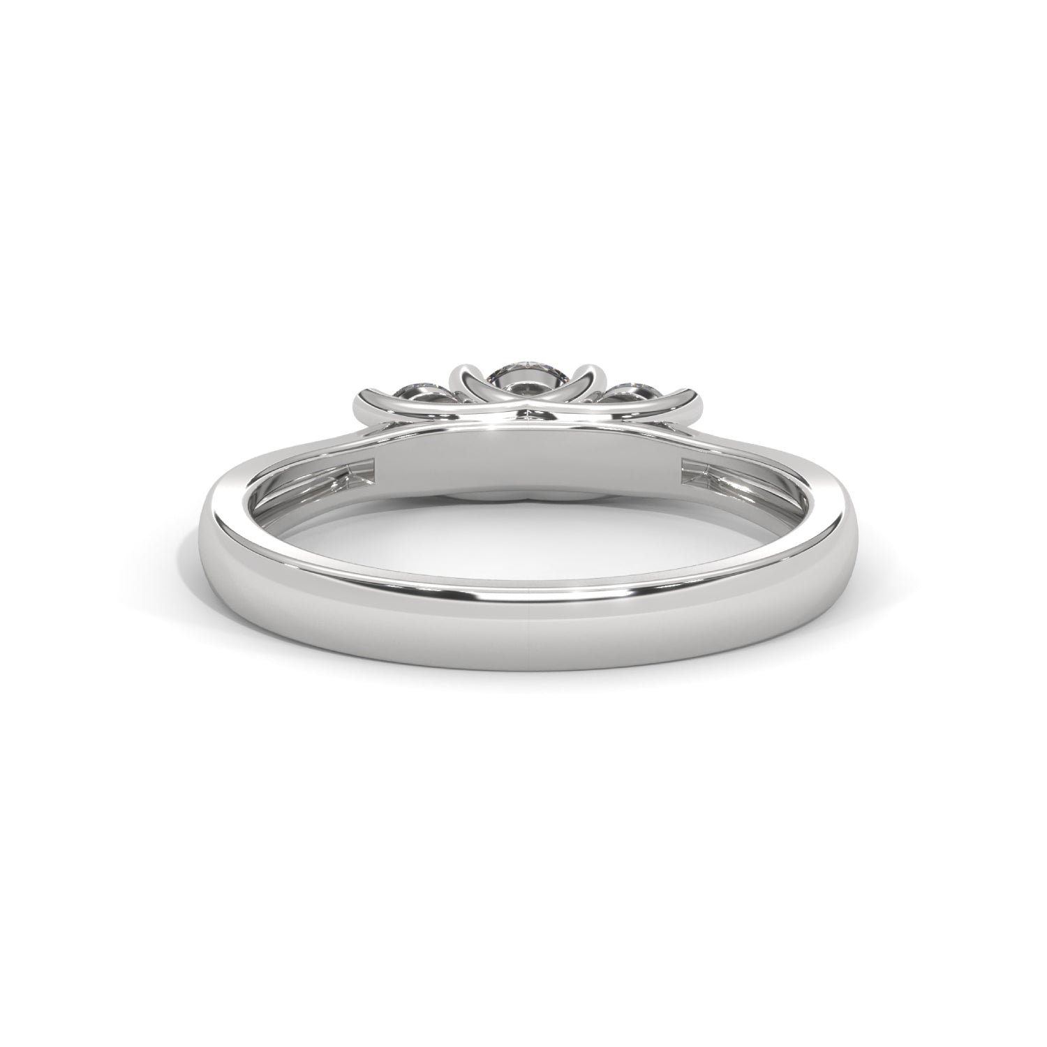 Round Brilliant Cut Lab-Grown Diamond Classic Three-Stone Engagement Ring in White Gold