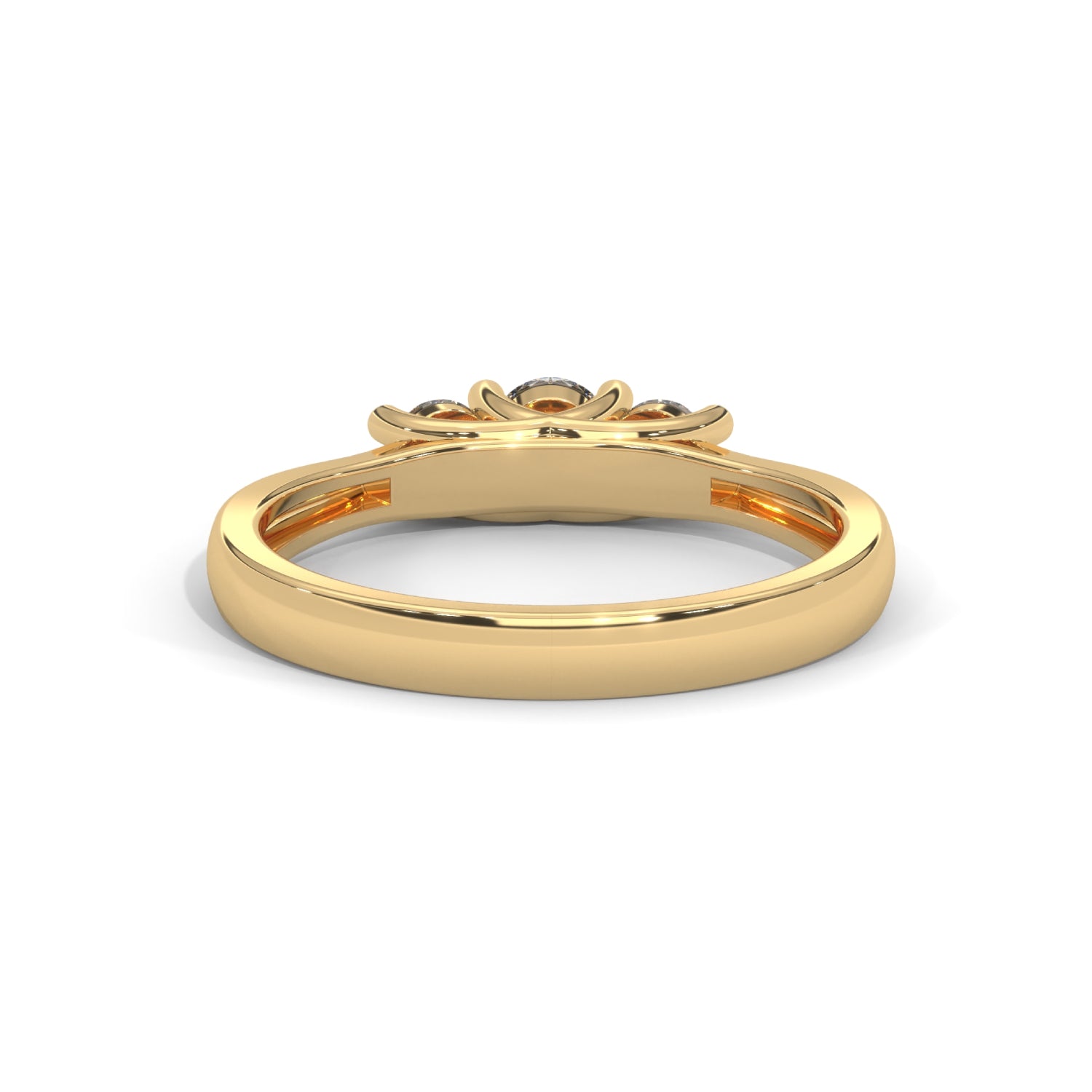 Round Brilliant Cut Lab-Grown Diamond Classic Three-Stone Engagement Ring in Yellow Gold