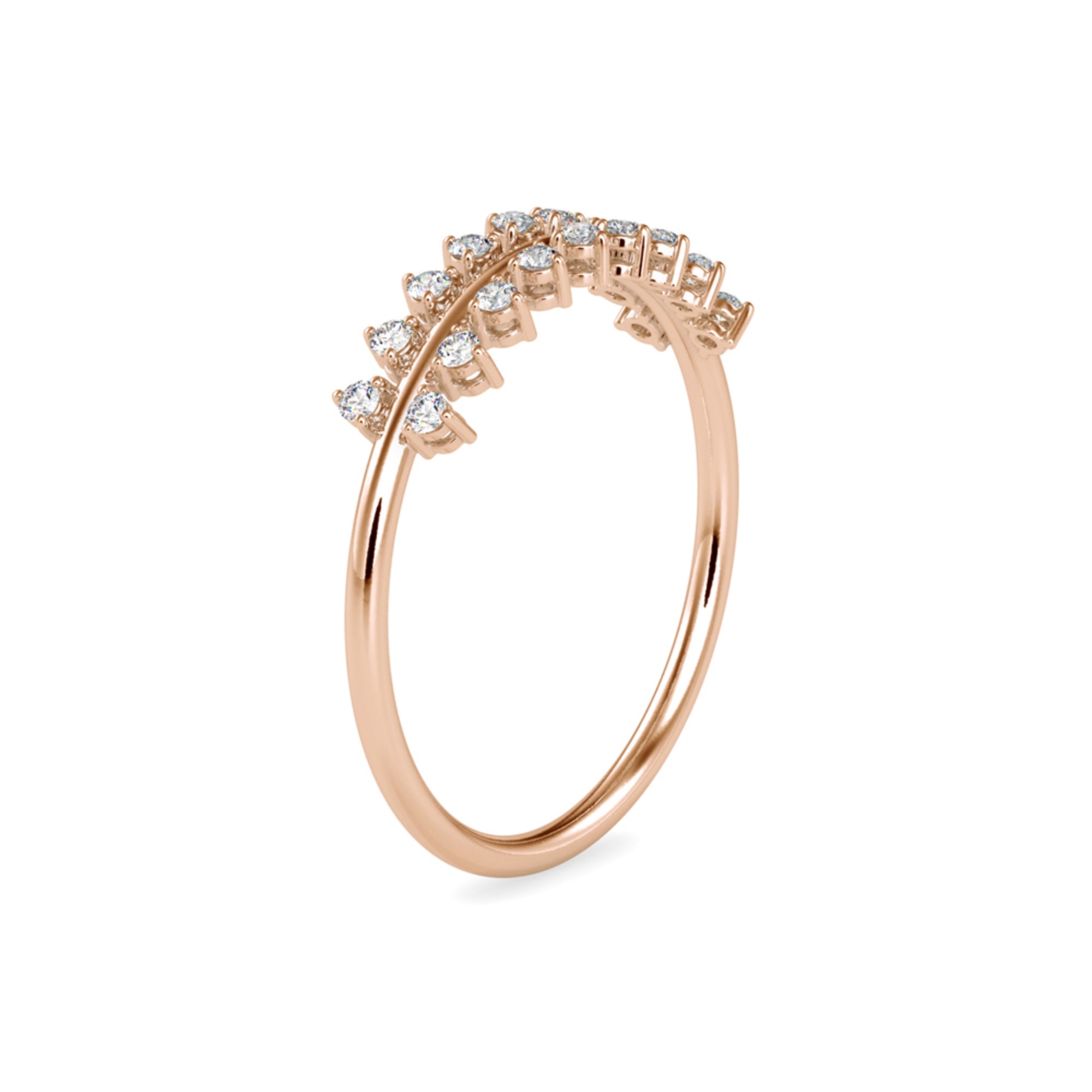 Round Brilliant Cut Lab-Grown Diamond Double Row Stackable Ring in Rose Gold