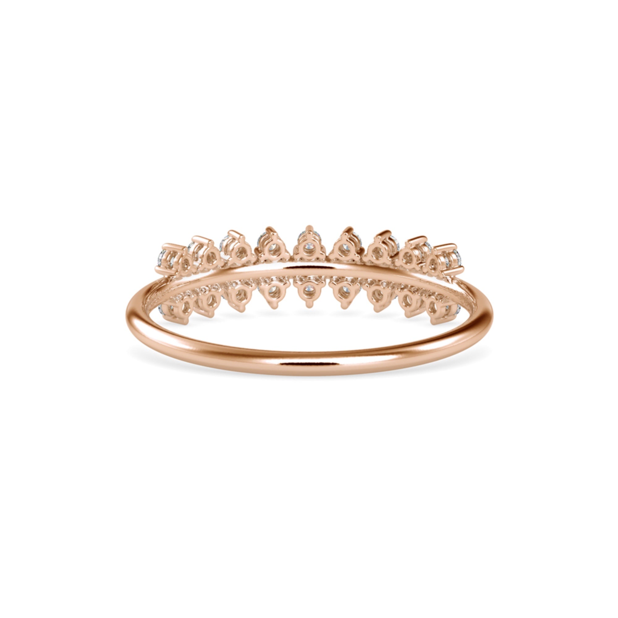 Round Brilliant Cut Lab-Grown Diamond Double Row Stackable Ring in Rose Gold