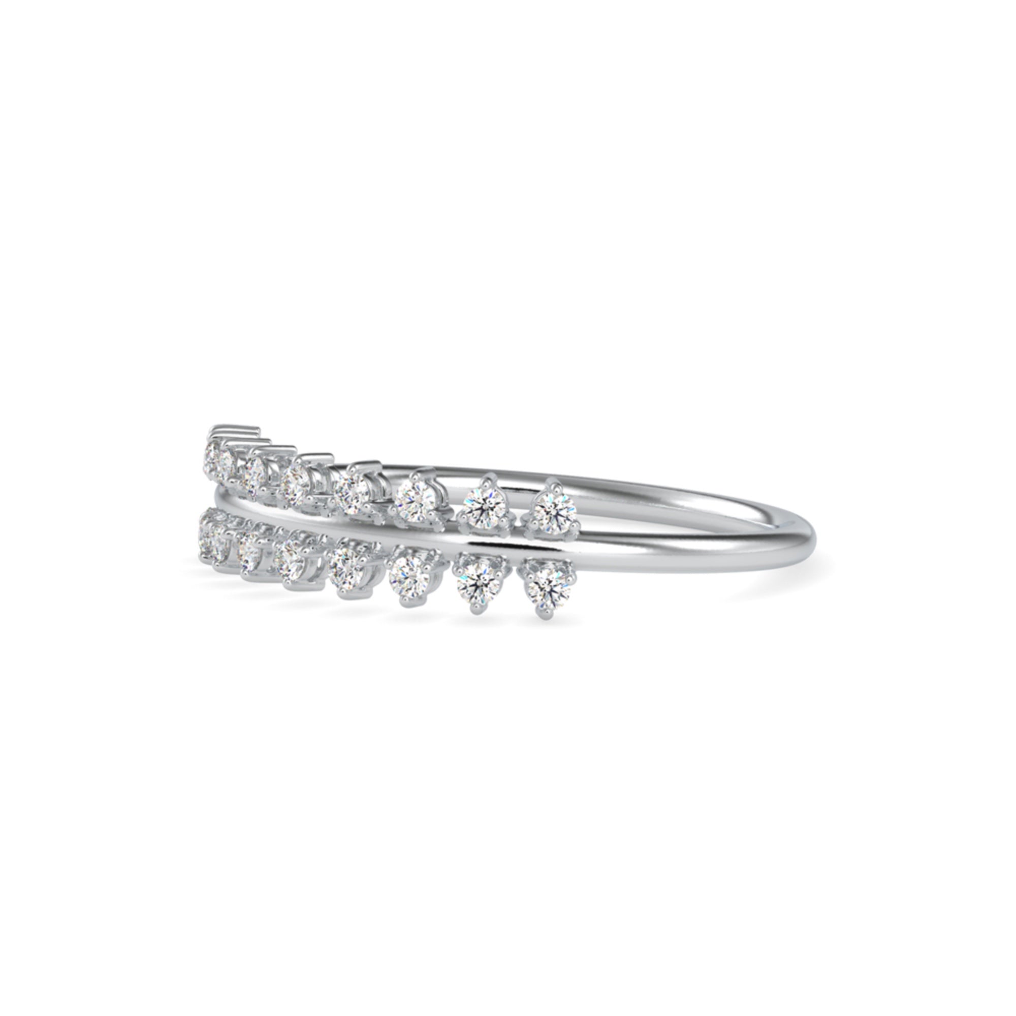Round Brilliant Cut Lab-Grown Diamond Double Row Stackable Ring in White Gold