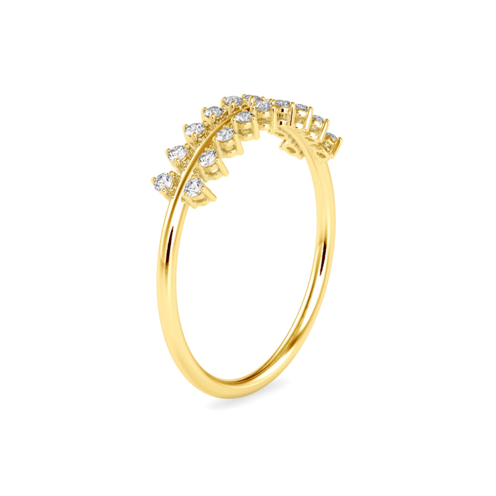 Round Brilliant Cut Lab-Grown Diamond Double Row Stackable Ring in Yellow Gold