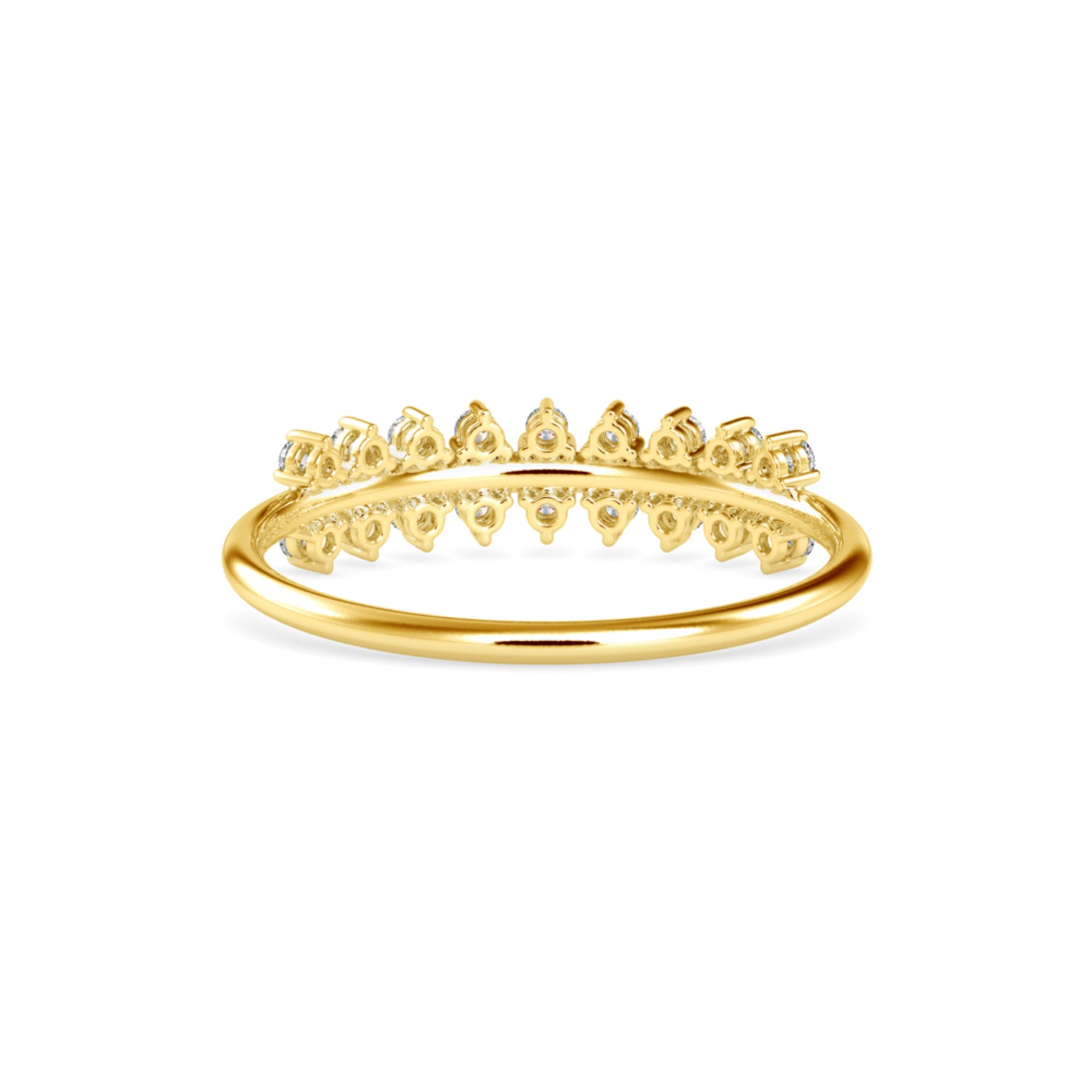 Round Brilliant Cut Lab-Grown Diamond Double Row Stackable Ring in Yellow Gold