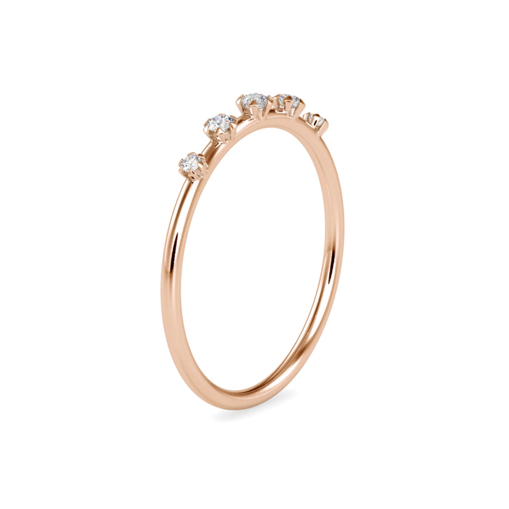 Round Brilliant Cut Lab-Grown Diamond Five-Stone Stackable Ring in Rose Gold