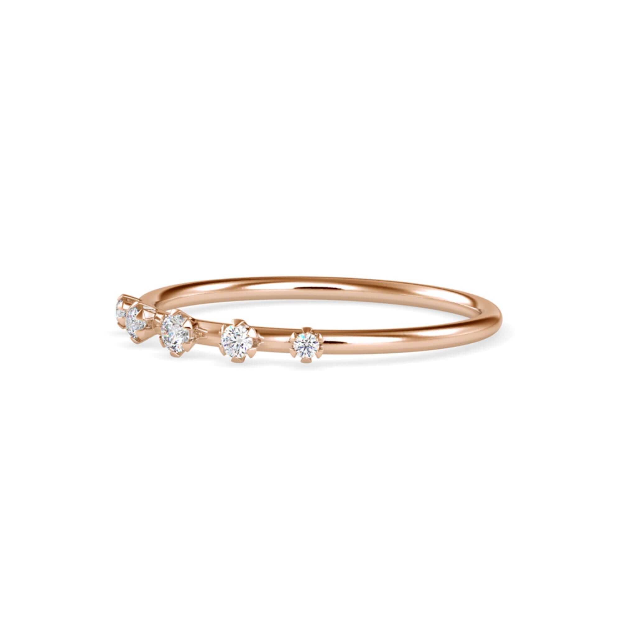 Round Brilliant Cut Lab-Grown Diamond Five-Stone Stackable Ring in Rose Gold