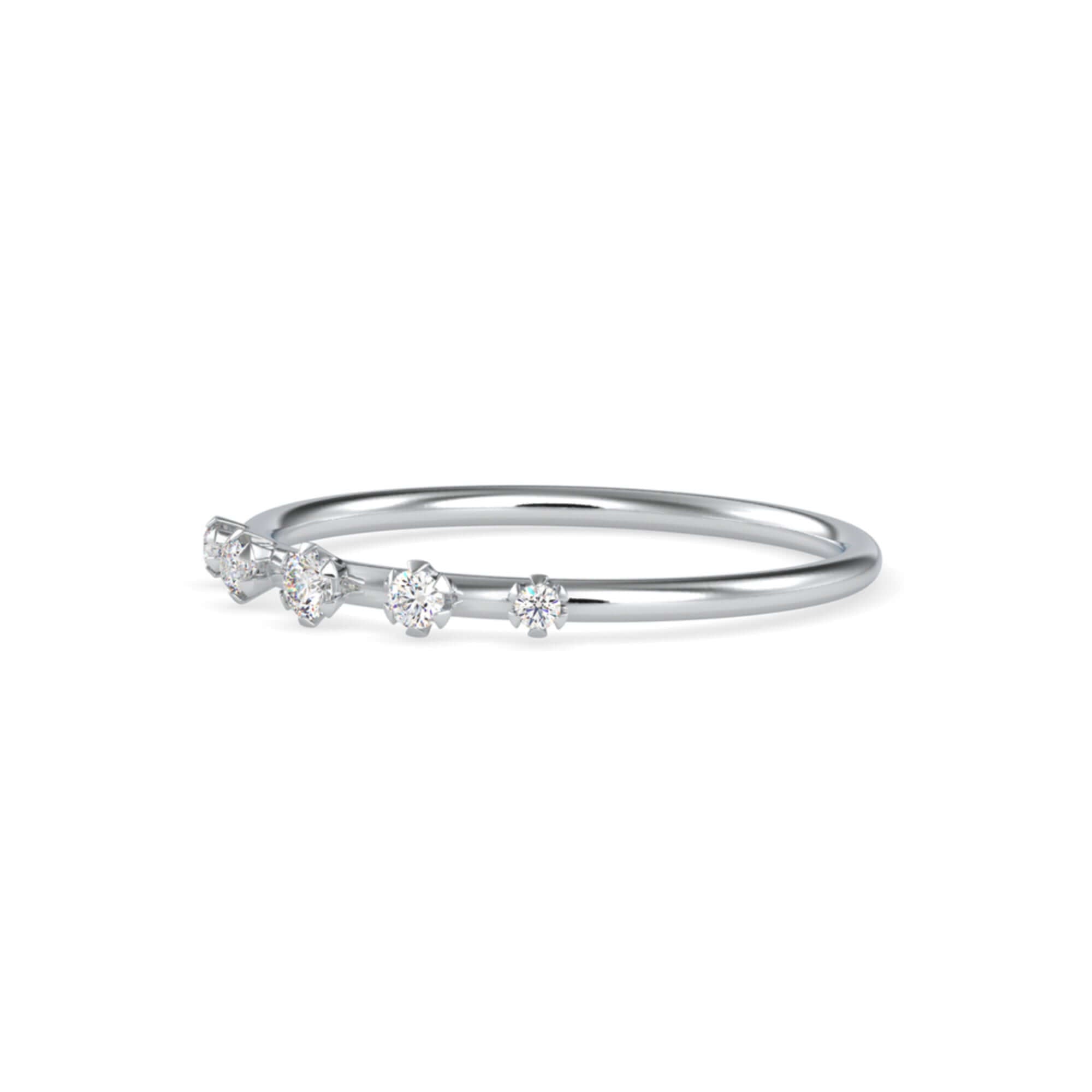 Round Brilliant Cut Lab-Grown Diamond Five-Stone Stackable Ring in White Gold