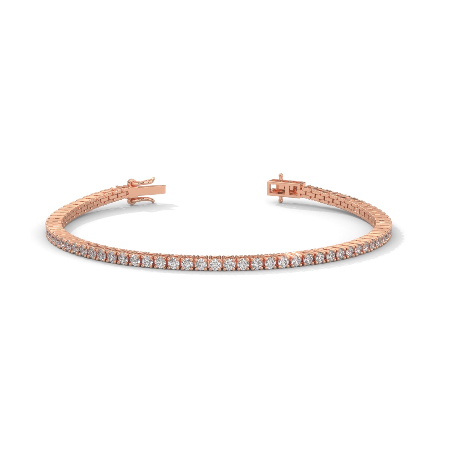 Round Brilliant Cut Lab-Grown Diamond Flexible Link Tennis Bracelet in Rose Gold