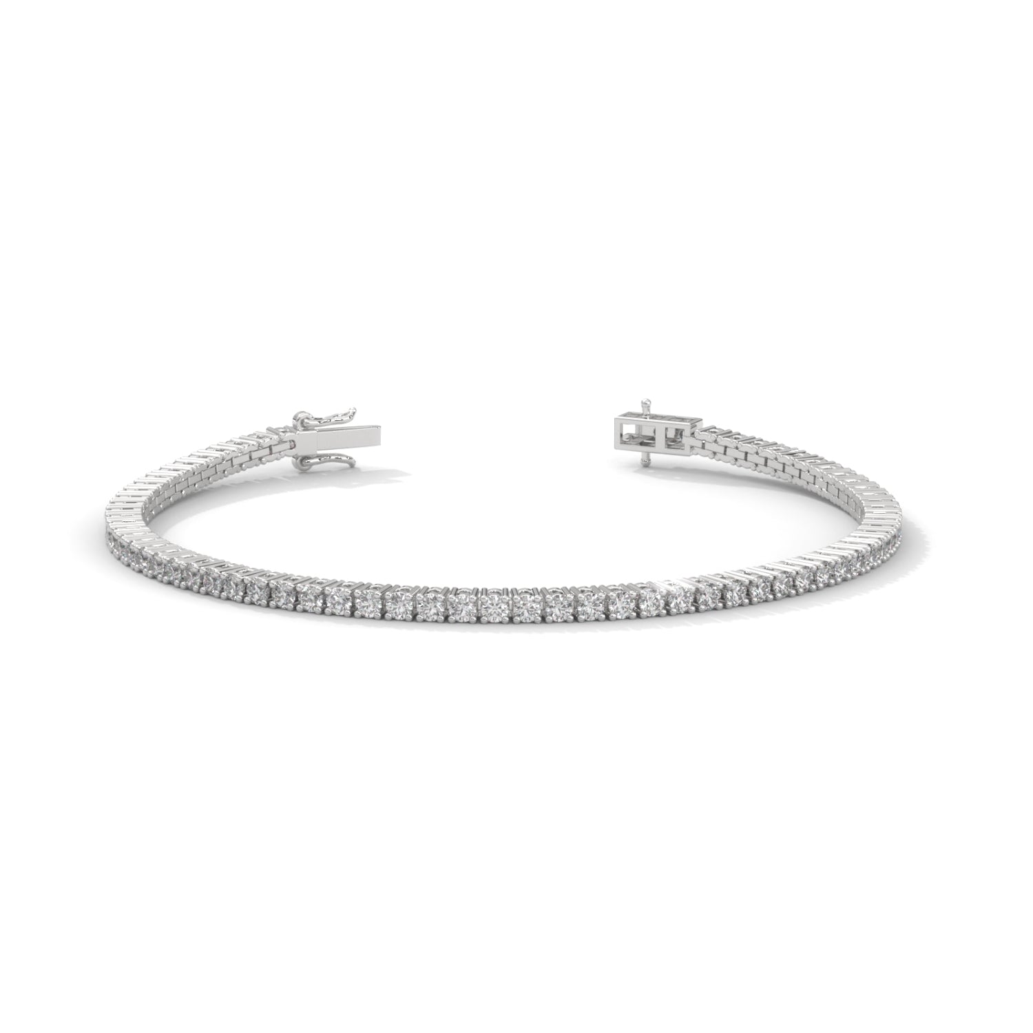 Round Brilliant Cut Lab-Grown Diamond Flexible Link Tennis Bracelet in White Gold