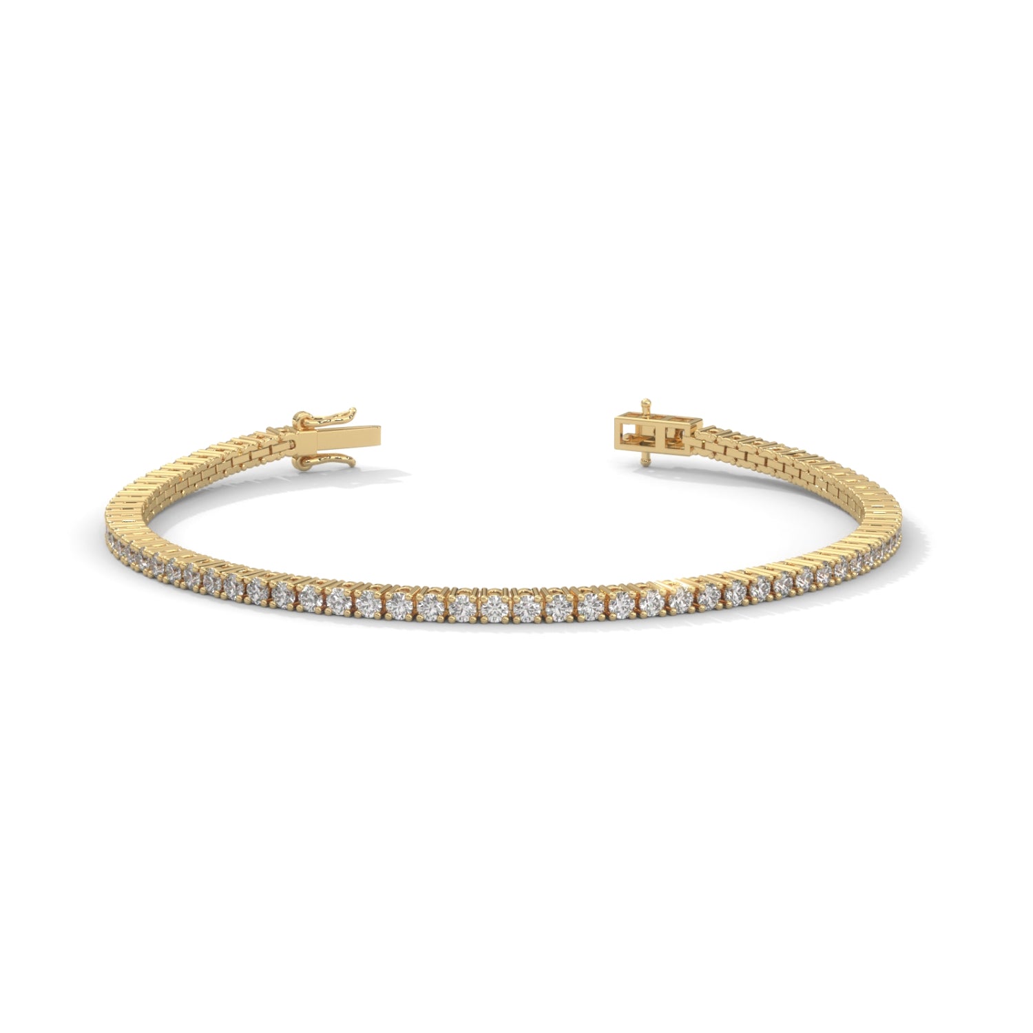 Round Brilliant Cut Lab-Grown Diamond Flexible Link Tennis Bracelet in Yellow Gold
