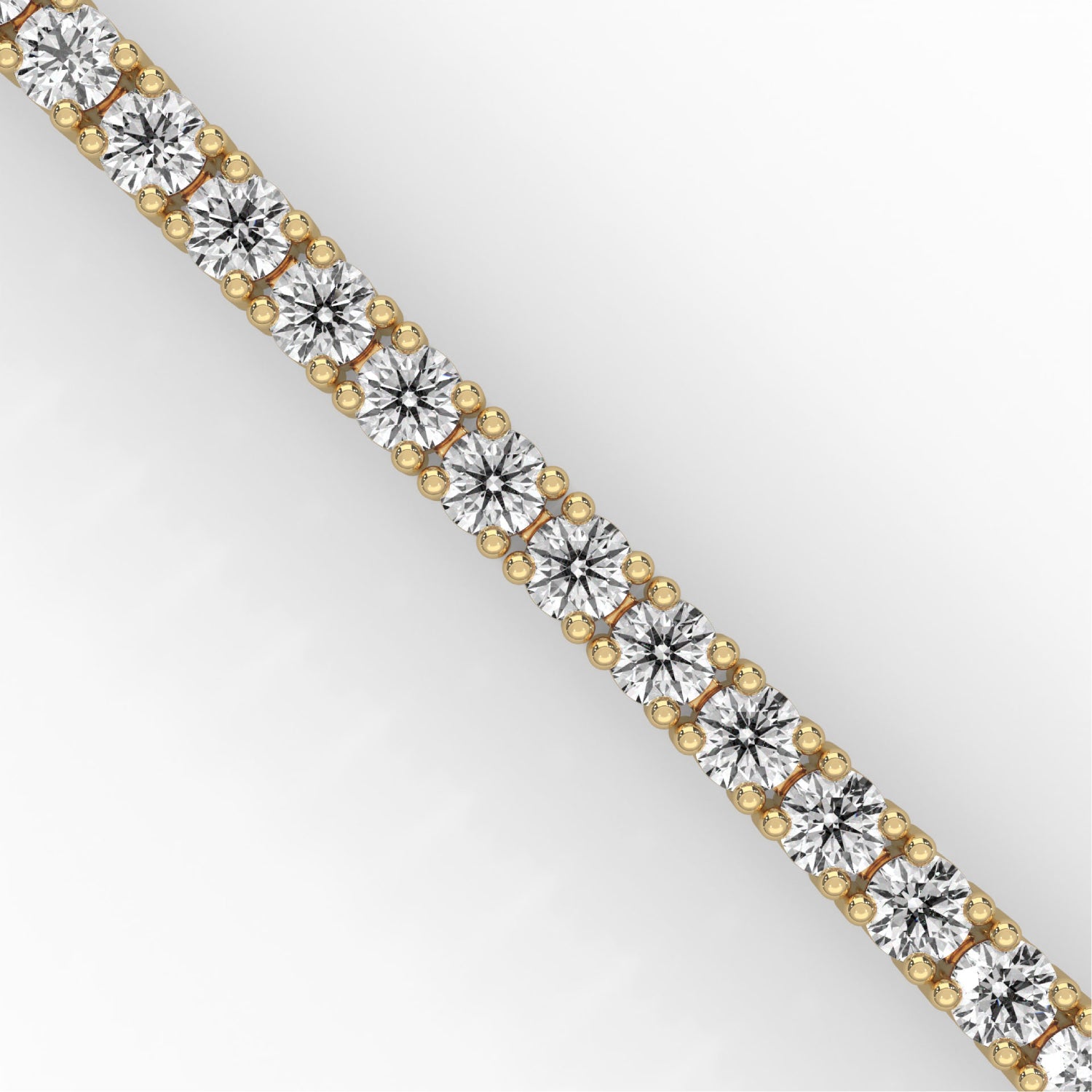 Round Brilliant Cut Lab-Grown Diamond Flexible Link Tennis Bracelet in Yellow Gold