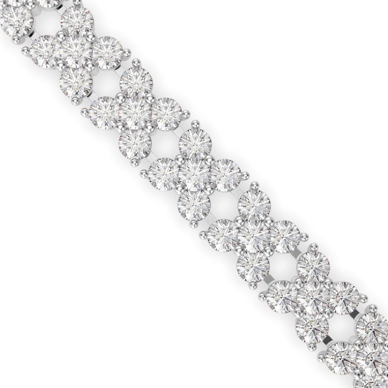 Round Brilliant Cut Lab-Grown Diamond Floral Motif Tennis Bracelet in White Gold