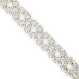 Round Brilliant Cut Lab-Grown Diamond Floral Motif Tennis Bracelet in Yellow Gold