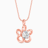 Round Brilliant Cut Lab-Grown Diamond Flower Pendant in Rose Gold