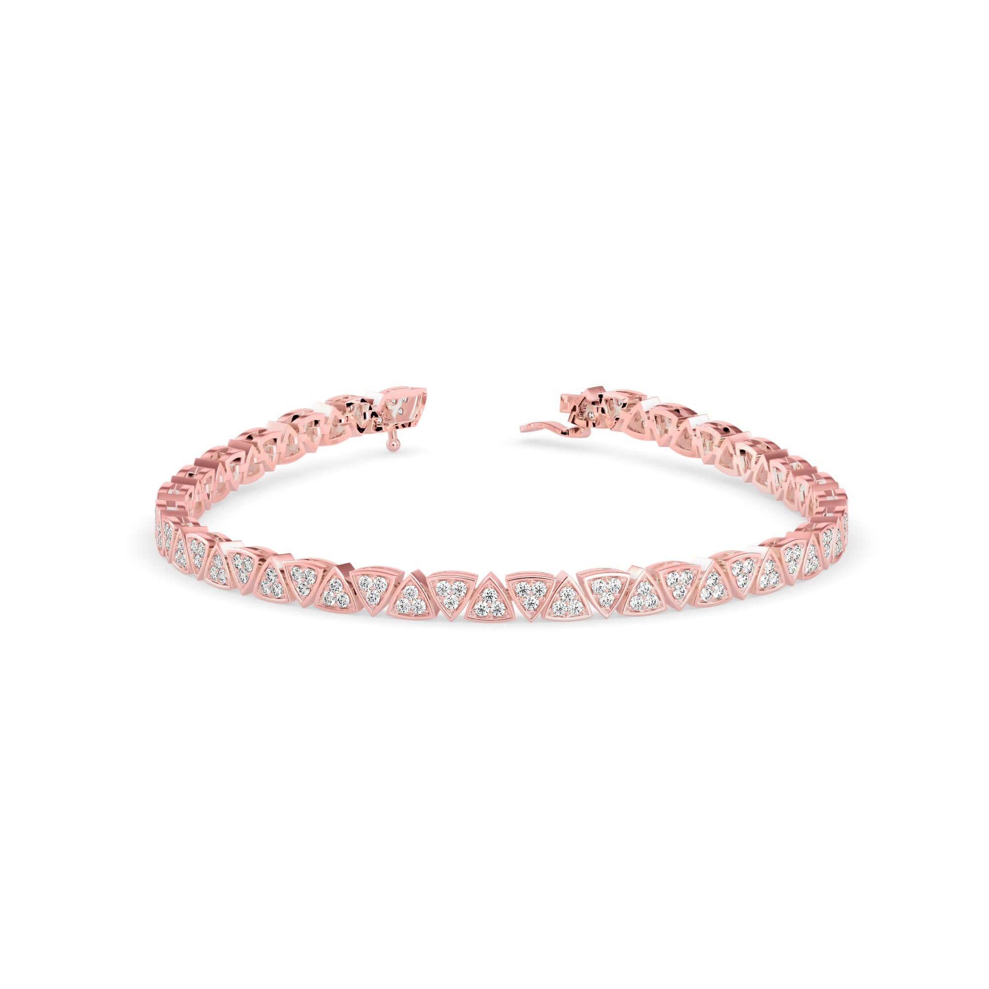 Round Brilliant Cut Lab-Grown Diamond Geometric Tennis Bracelet in Rose Gold