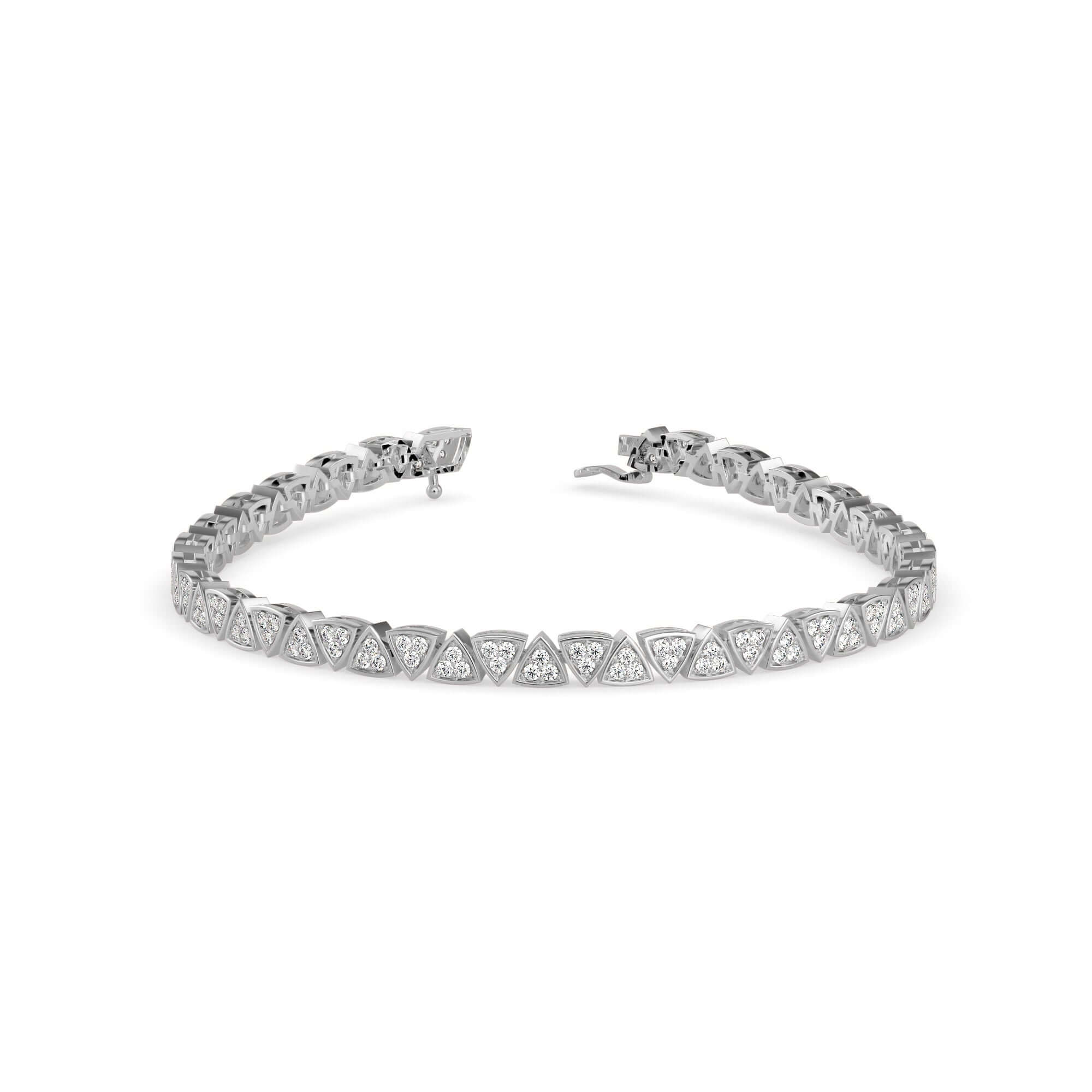 Round Brilliant Cut Lab-Grown Diamond Geometric Tennis Bracelet in White Gold
