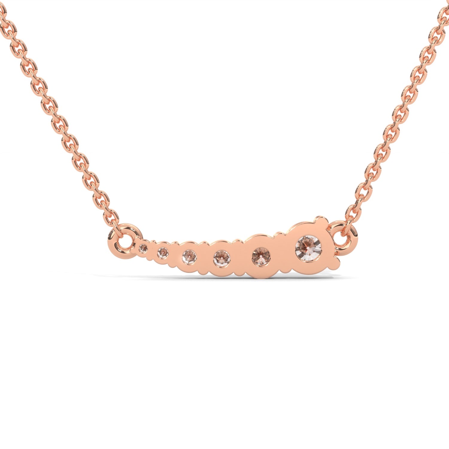 Round Brilliant Cut Lab-Grown Diamond Graduated Bar Pendant in Rose Gold