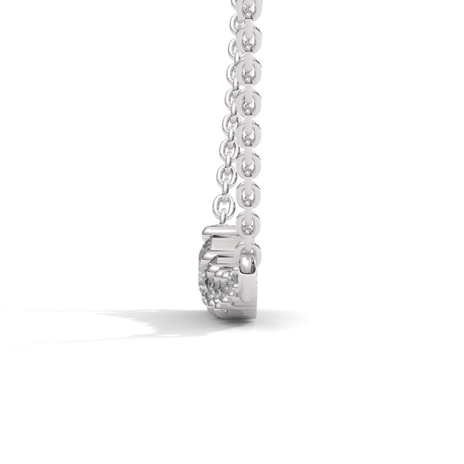Round Brilliant Cut Lab-Grown Diamond Graduated Bar Pendant in White Gold