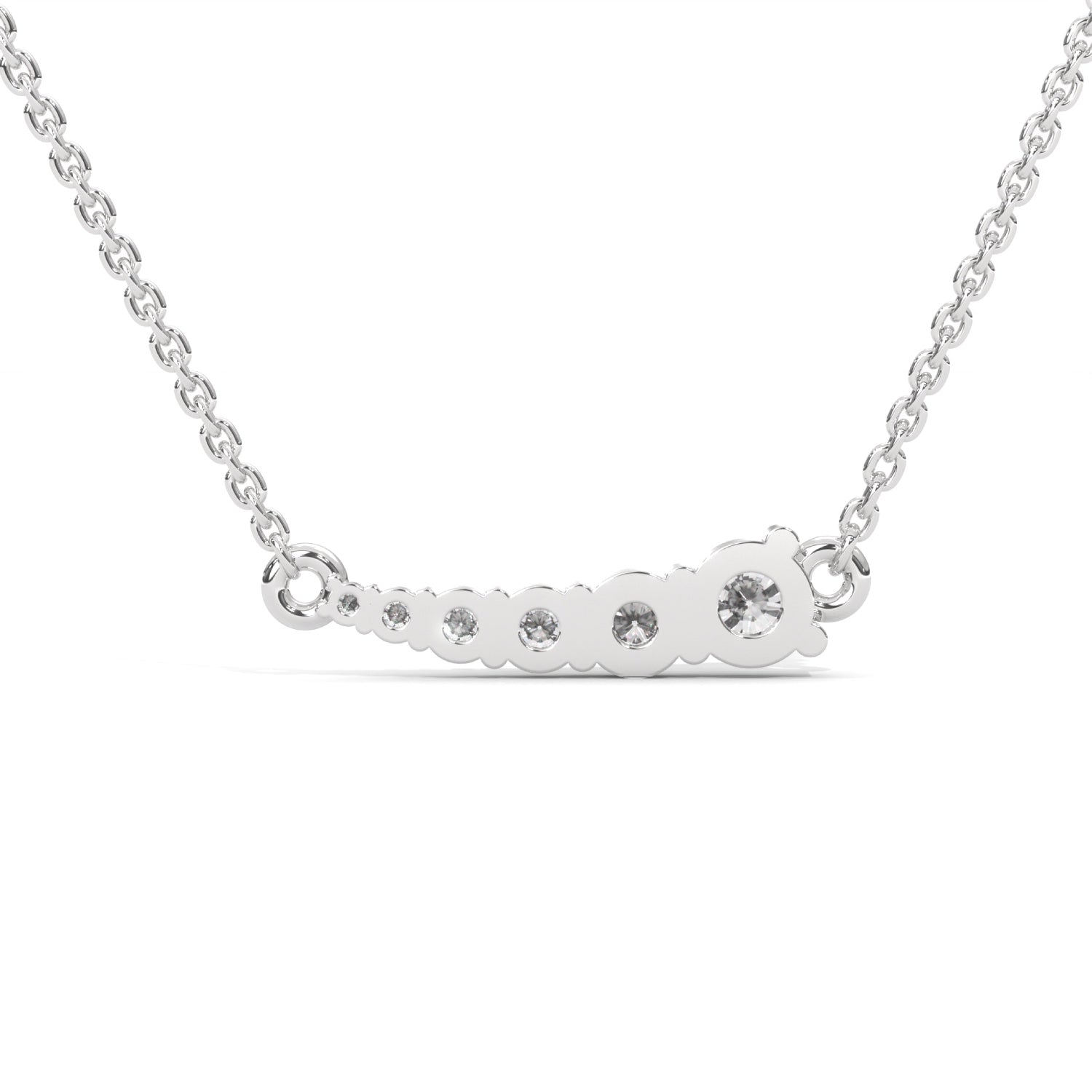Round Brilliant Cut Lab-Grown Diamond Graduated Bar Pendant in White Gold