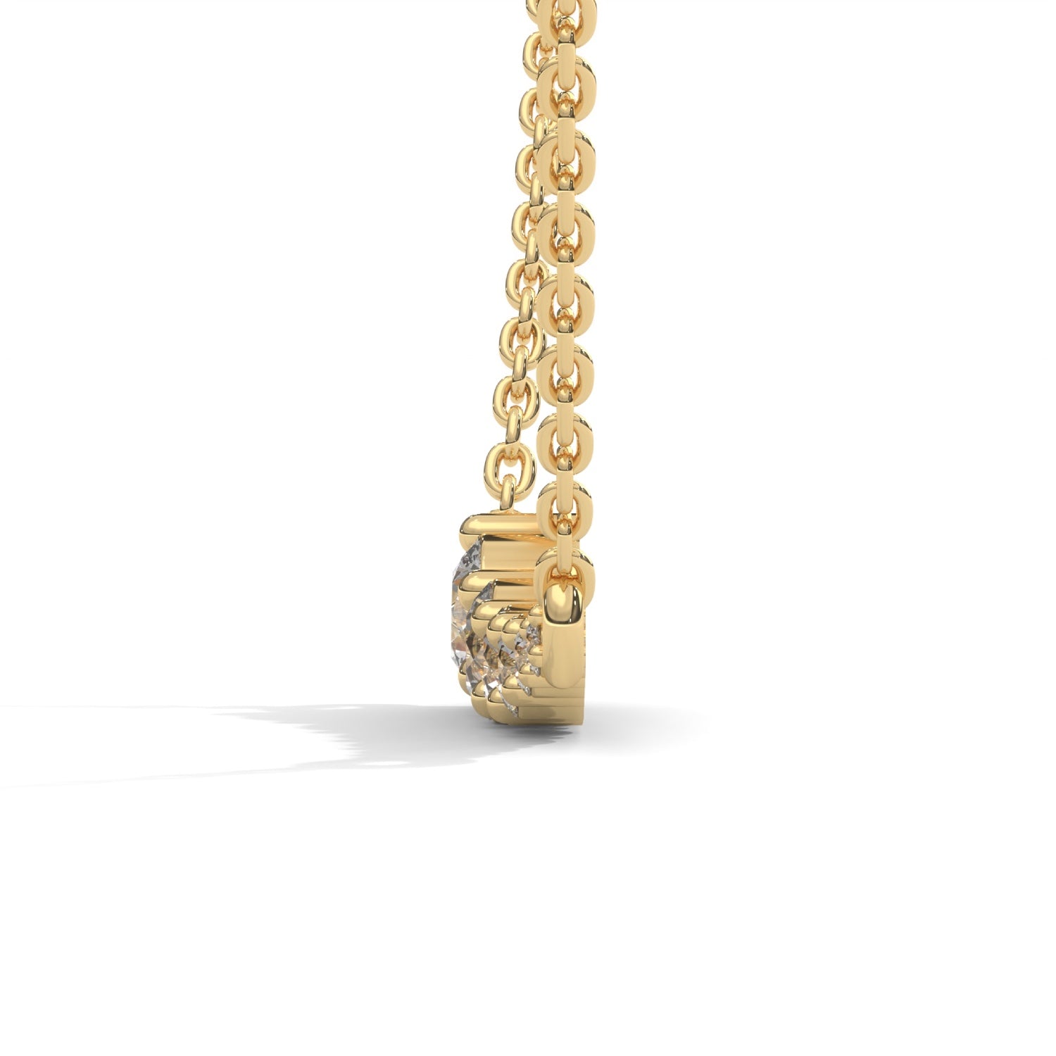 Round Brilliant Cut Lab-Grown Diamond Graduated Bar Pendant in Yellow Gold