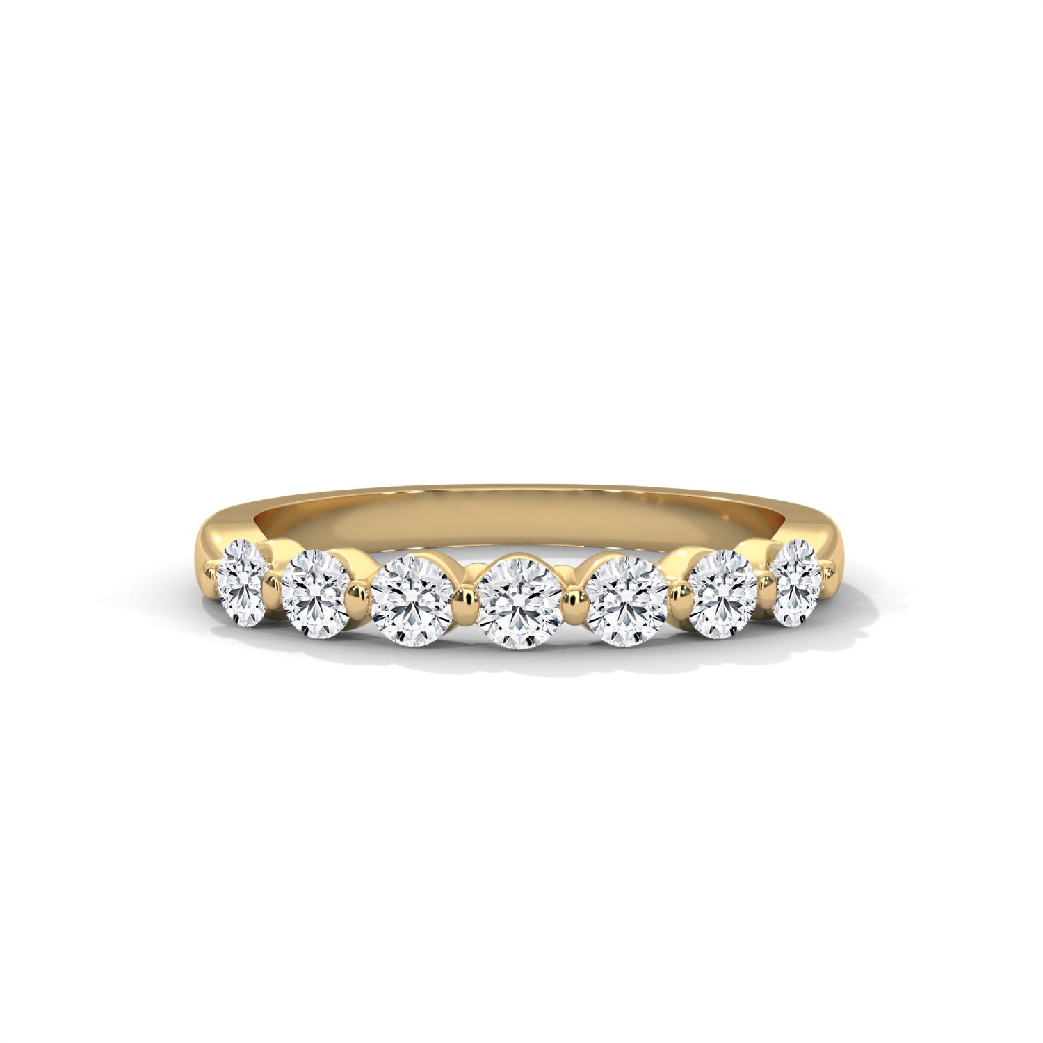 Round Brilliant Cut Lab-Grown Diamond Half-Eternity Ring in Yellow Gold