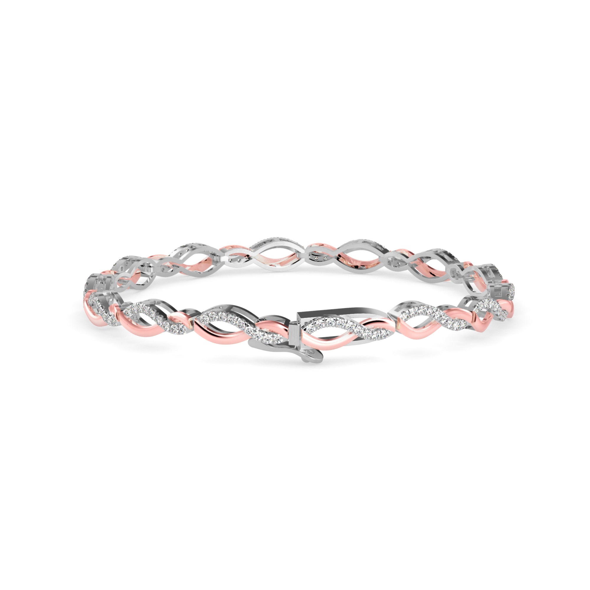 Round Brilliant Cut Lab-Grown Diamond Infinity Link Bracelet in Rose Gold