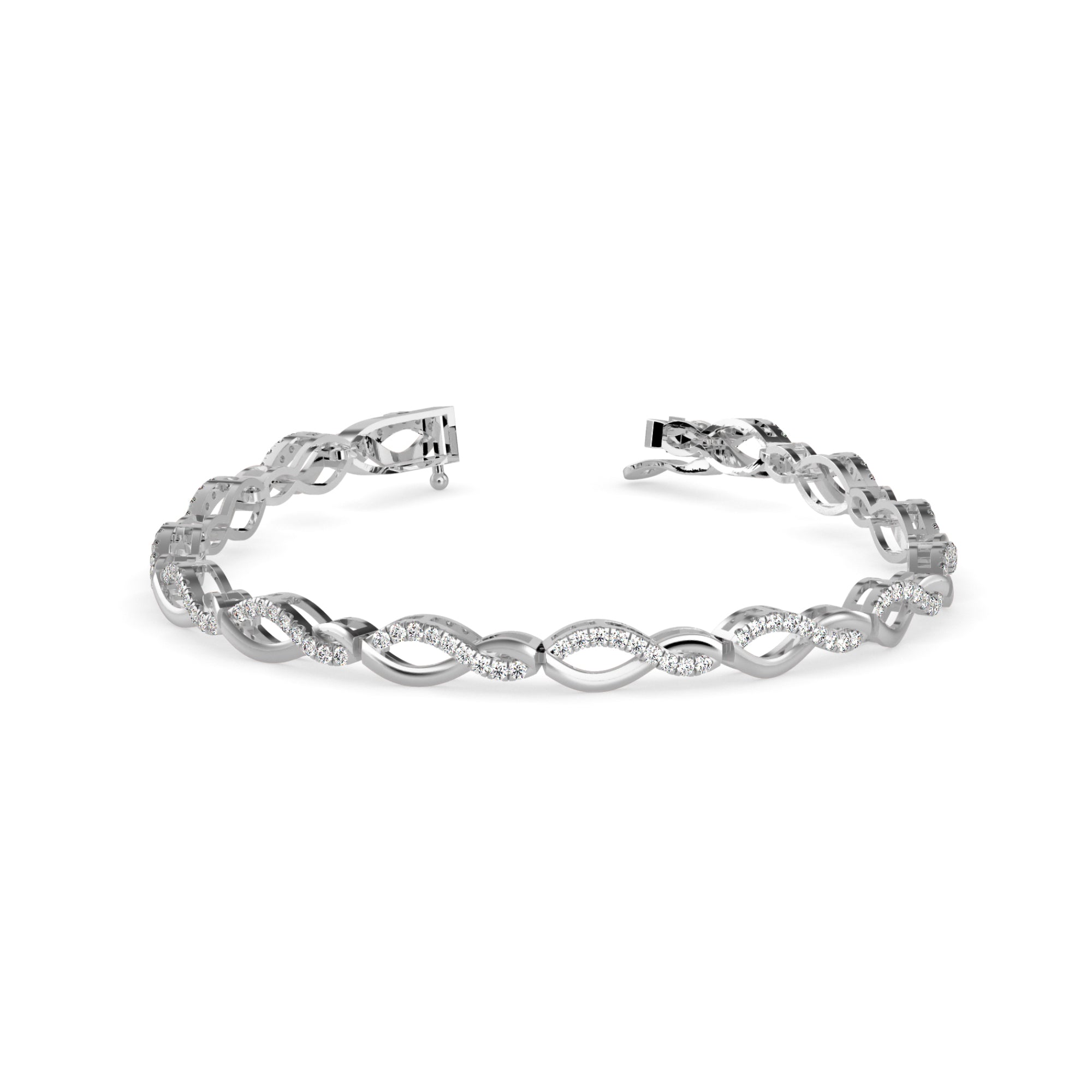 Round Brilliant Cut Lab-Grown Diamond Infinity Link Bracelet in White Gold