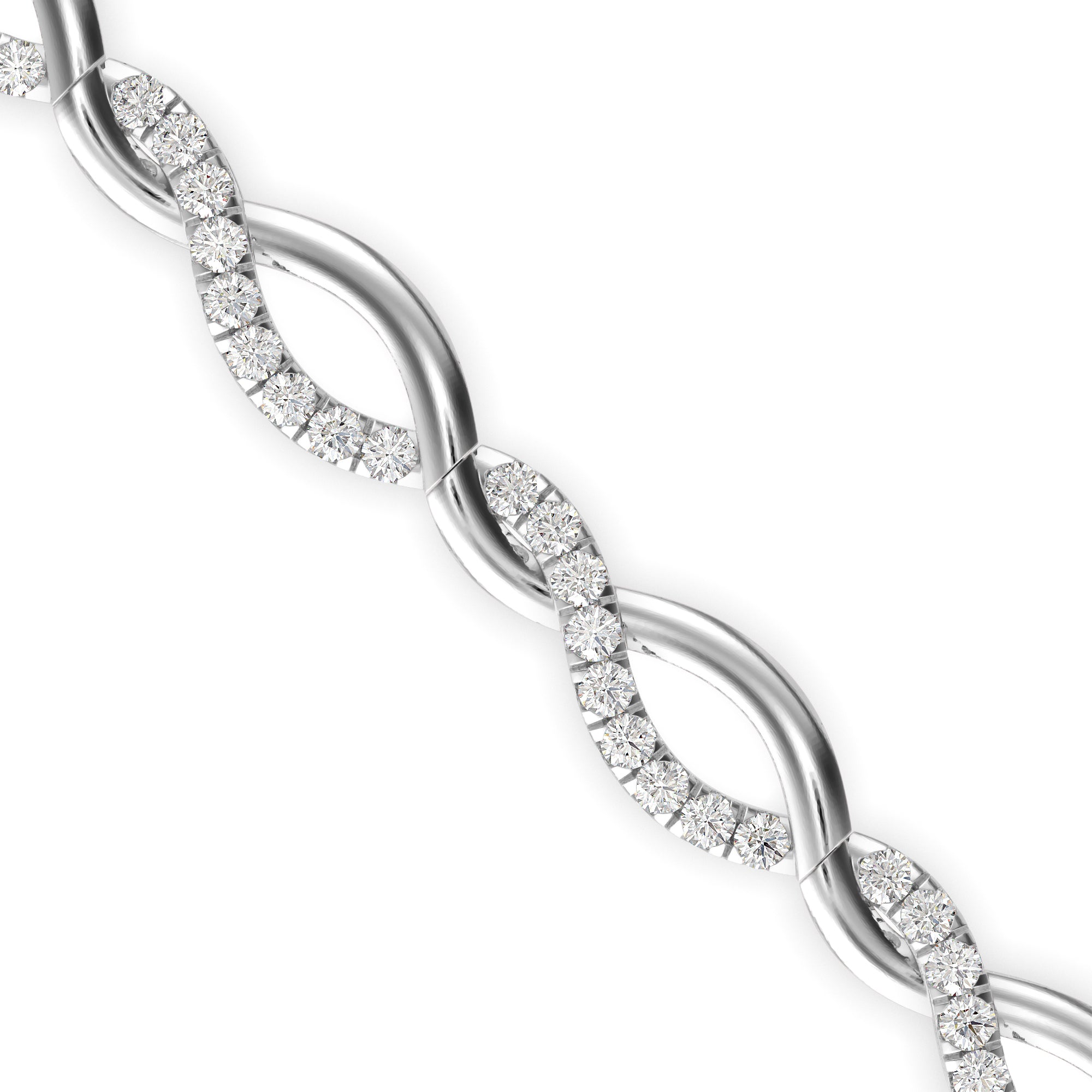 Round Brilliant Cut Lab-Grown Diamond Infinity Link Bracelet in White Gold