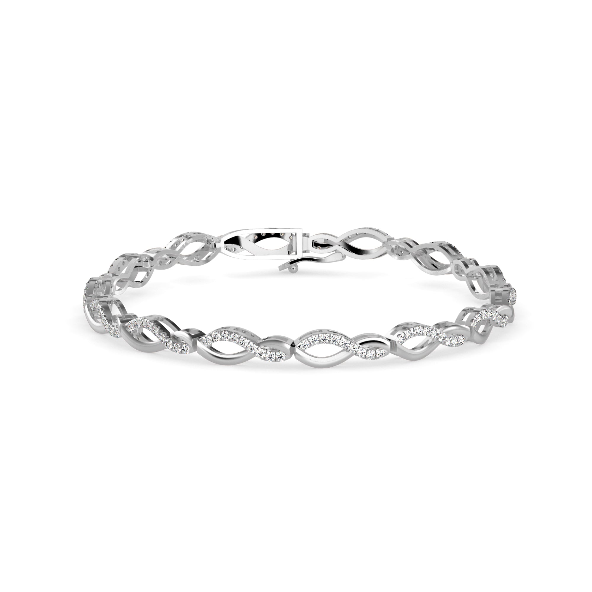 Round Brilliant Cut Lab-Grown Diamond Infinity Link Bracelet in White Gold