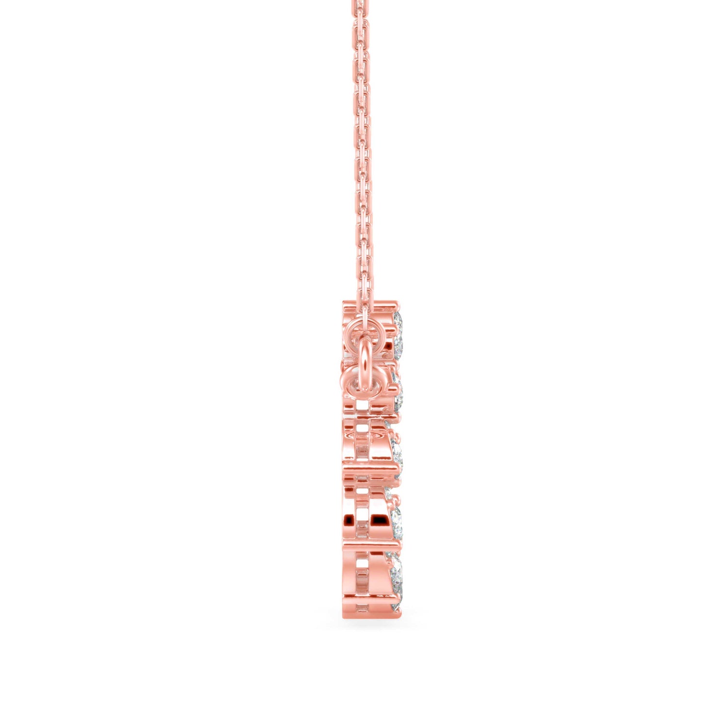 Round Brilliant Cut Lab-Grown Diamond Open Disc Pendant in Rose Gold