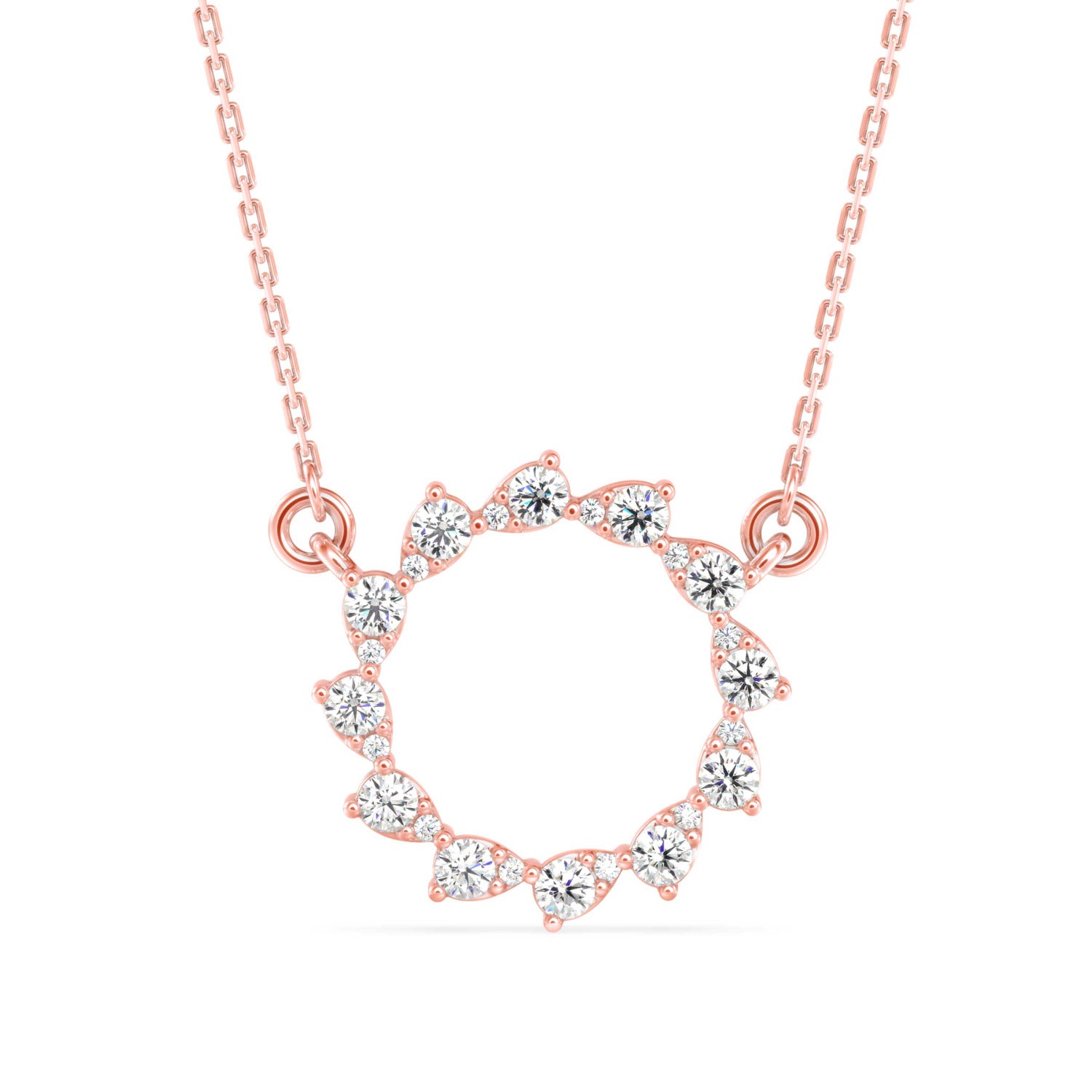 Round Brilliant Cut Lab-Grown Diamond Open Disc Pendant in Rose Gold
