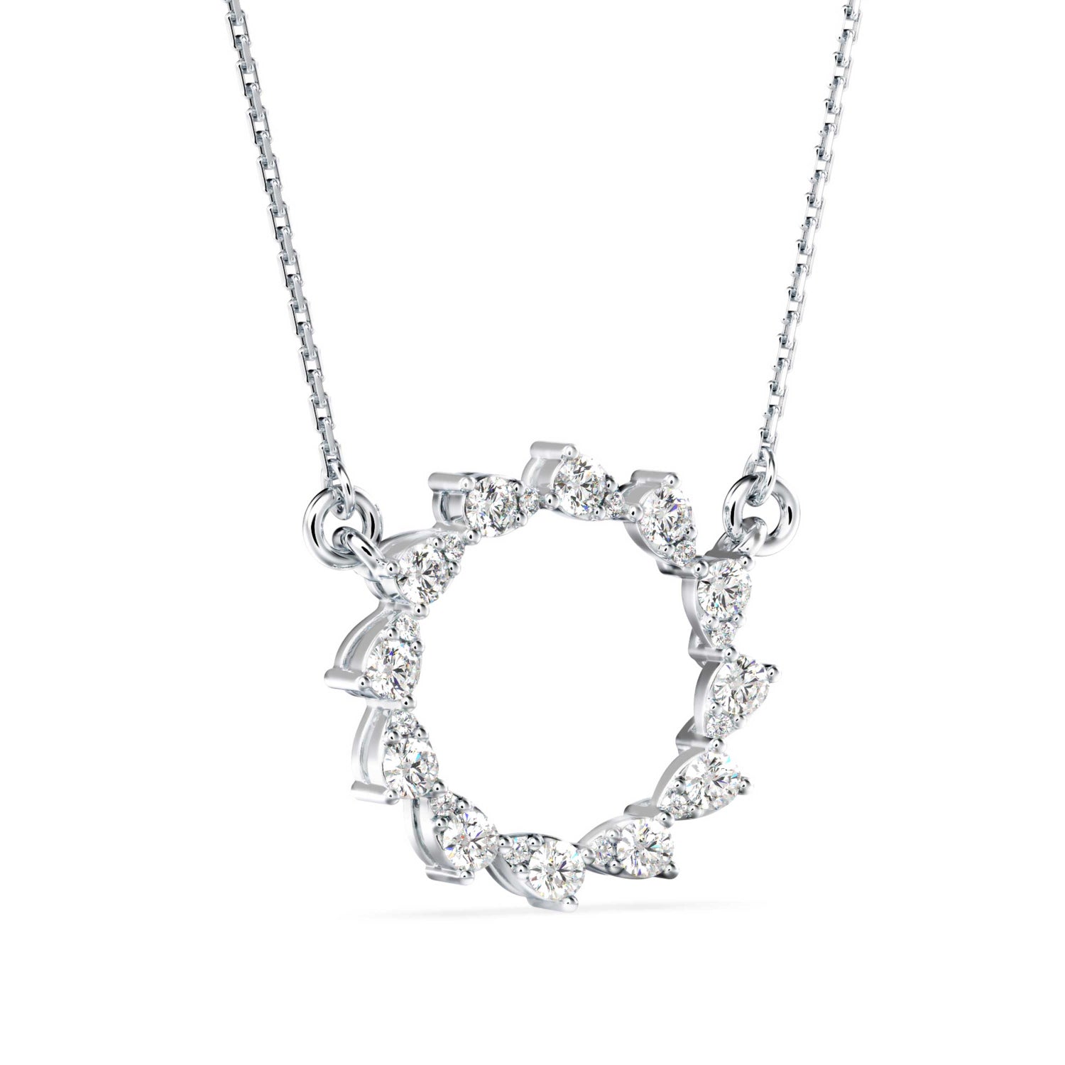 Round Brilliant Cut Lab-Grown Diamond Open Disc Pendant in White Gold
