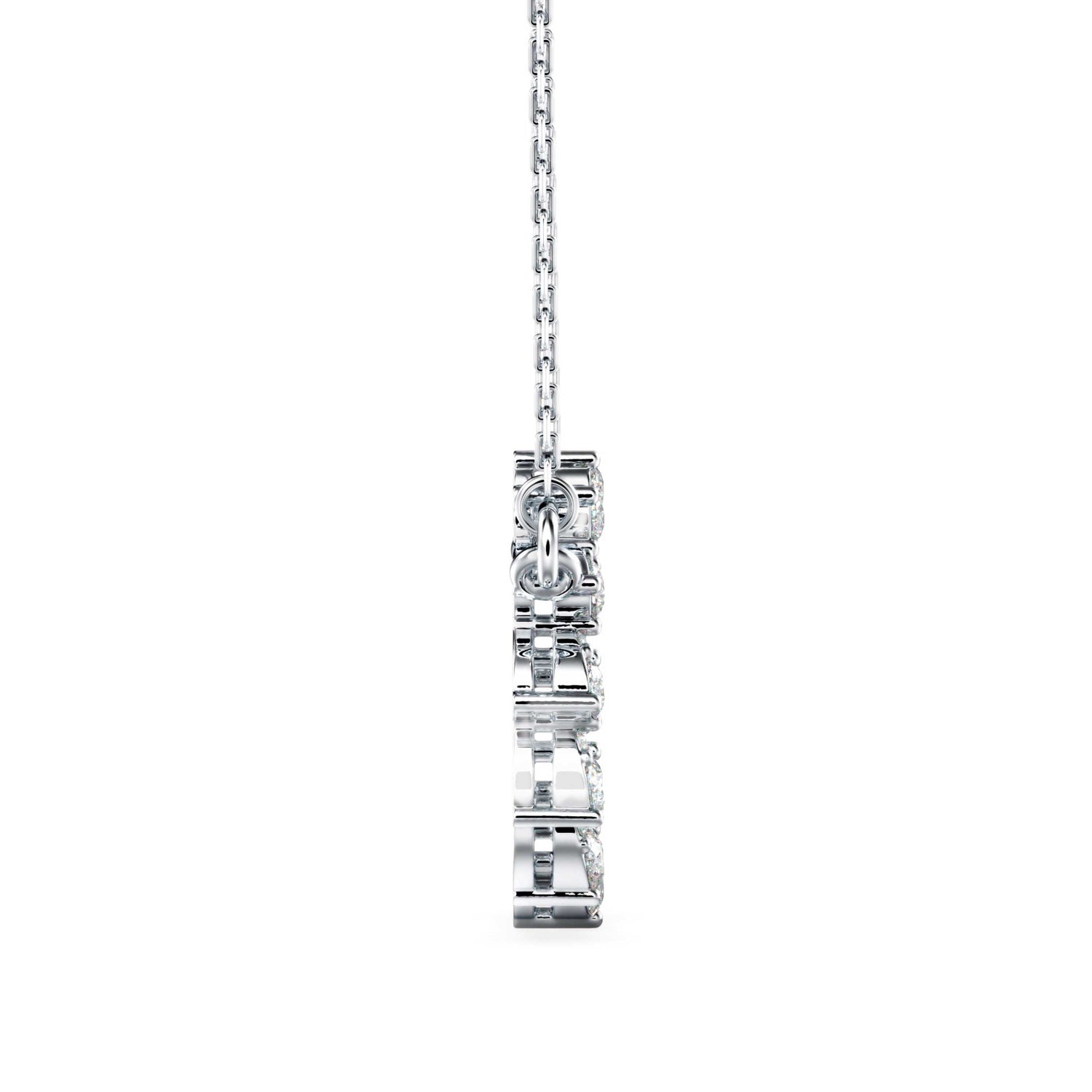 Round Brilliant Cut Lab-Grown Diamond Open Disc Pendant in White Gold