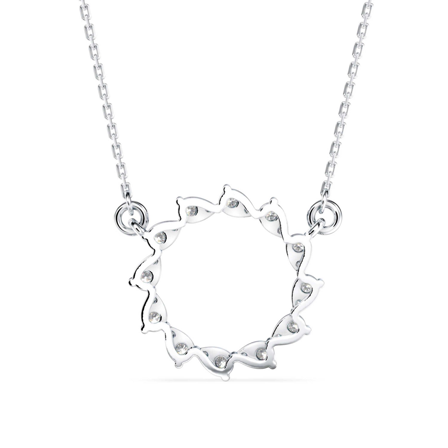 Round Brilliant Cut Lab-Grown Diamond Open Disc Pendant in White Gold