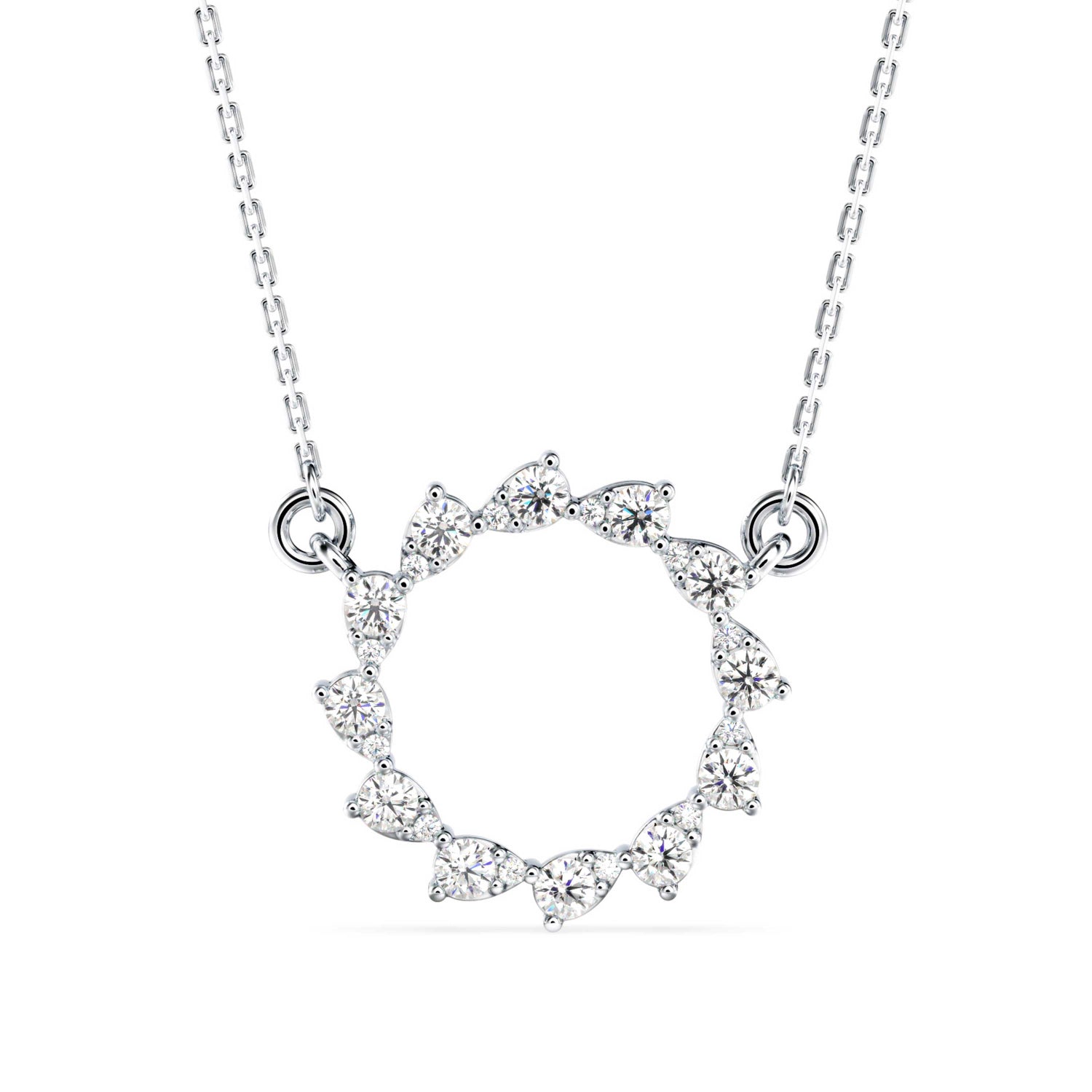 Round Brilliant Cut Lab-Grown Diamond Open Disc Pendant in White Gold