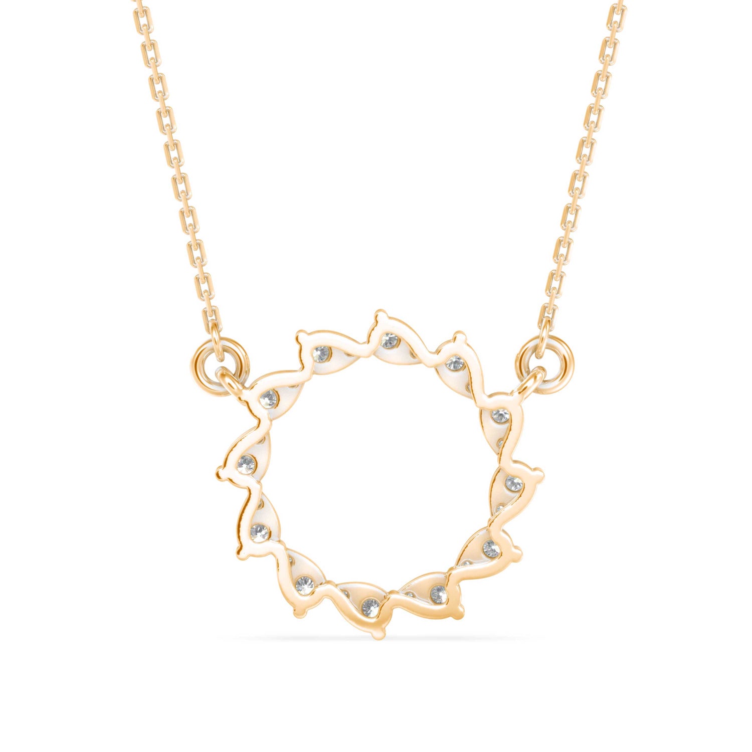 Round Brilliant Cut Lab-Grown Diamond Open Disc Pendant in Yellow Gold