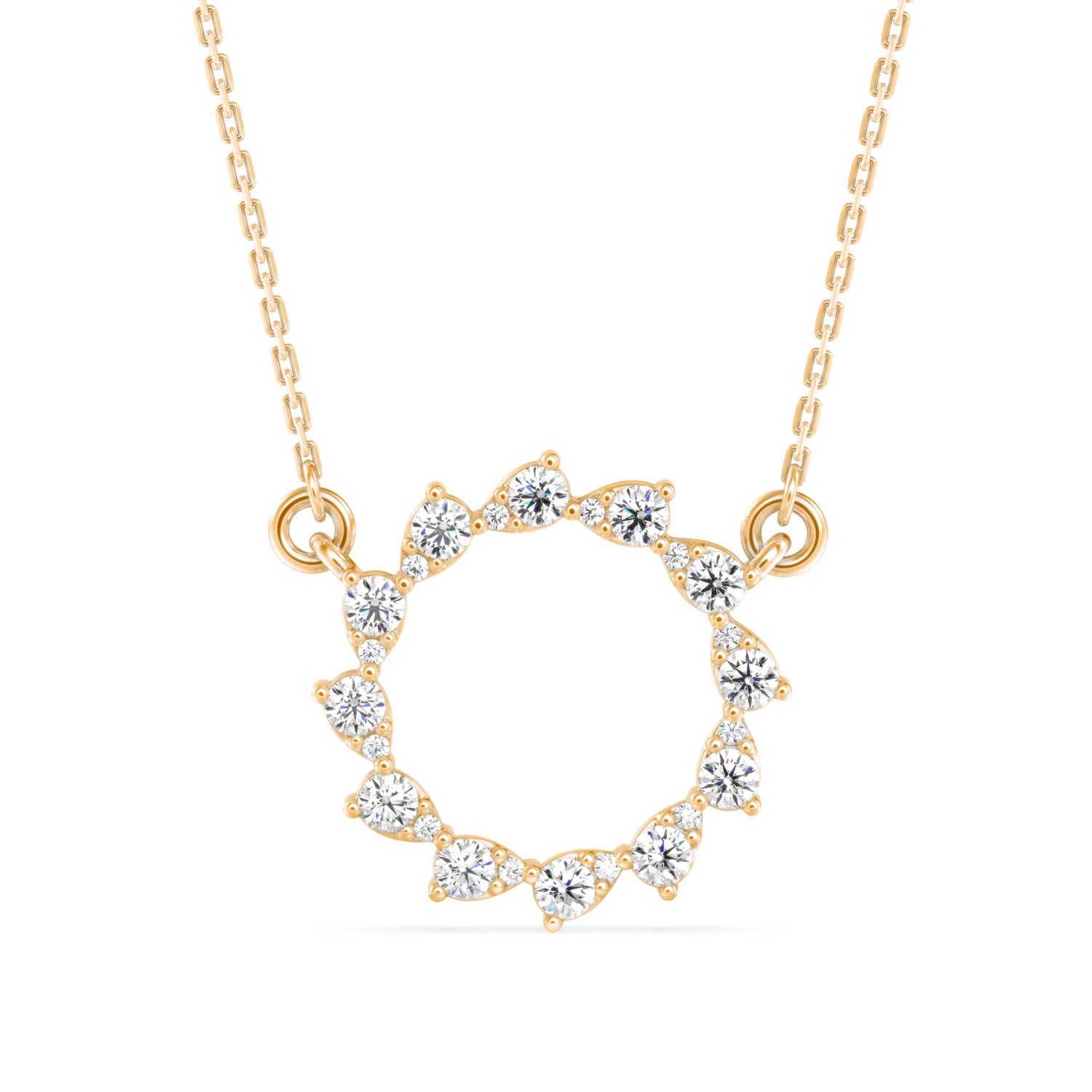 Round Brilliant Cut Lab-Grown Diamond Open Disc Pendant in Yellow Gold