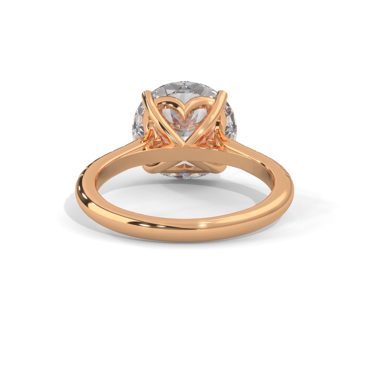 Round Brilliant Cut Lab-Grown Diamond Pavé Engagement Ring in Rose Gold