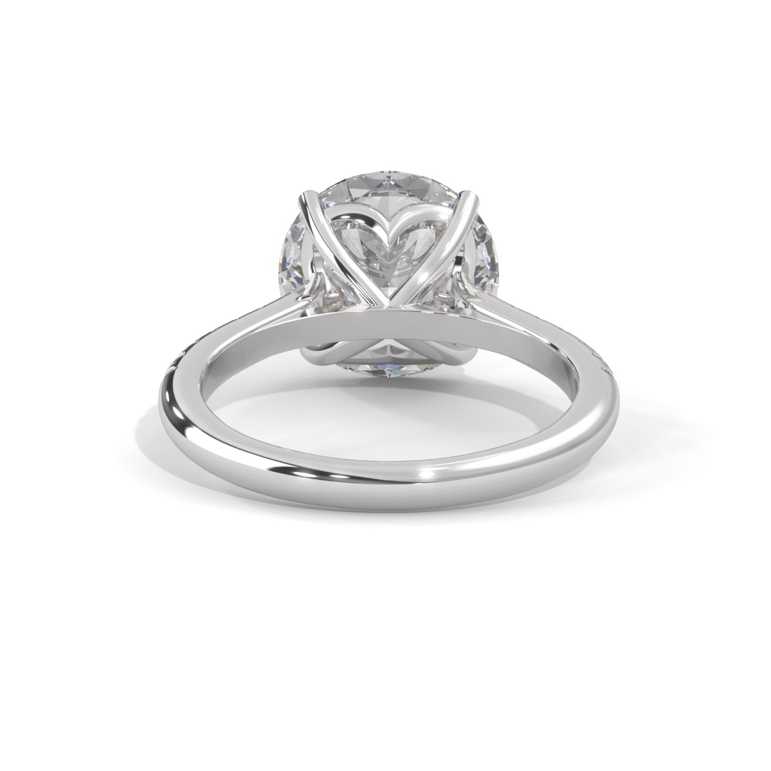 Round Brilliant Cut Lab-Grown Diamond Pavé Engagement Ring in White Gold