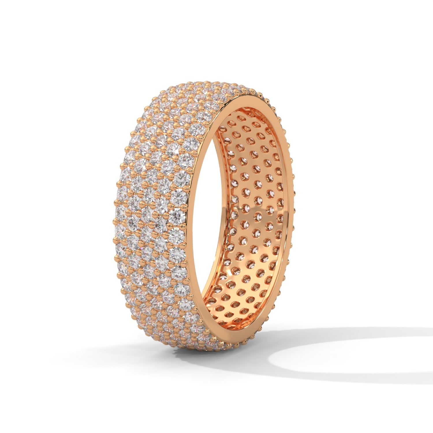Round Brilliant Cut Lab-Grown Diamond Pavé Eternity Ring in Rose Gold