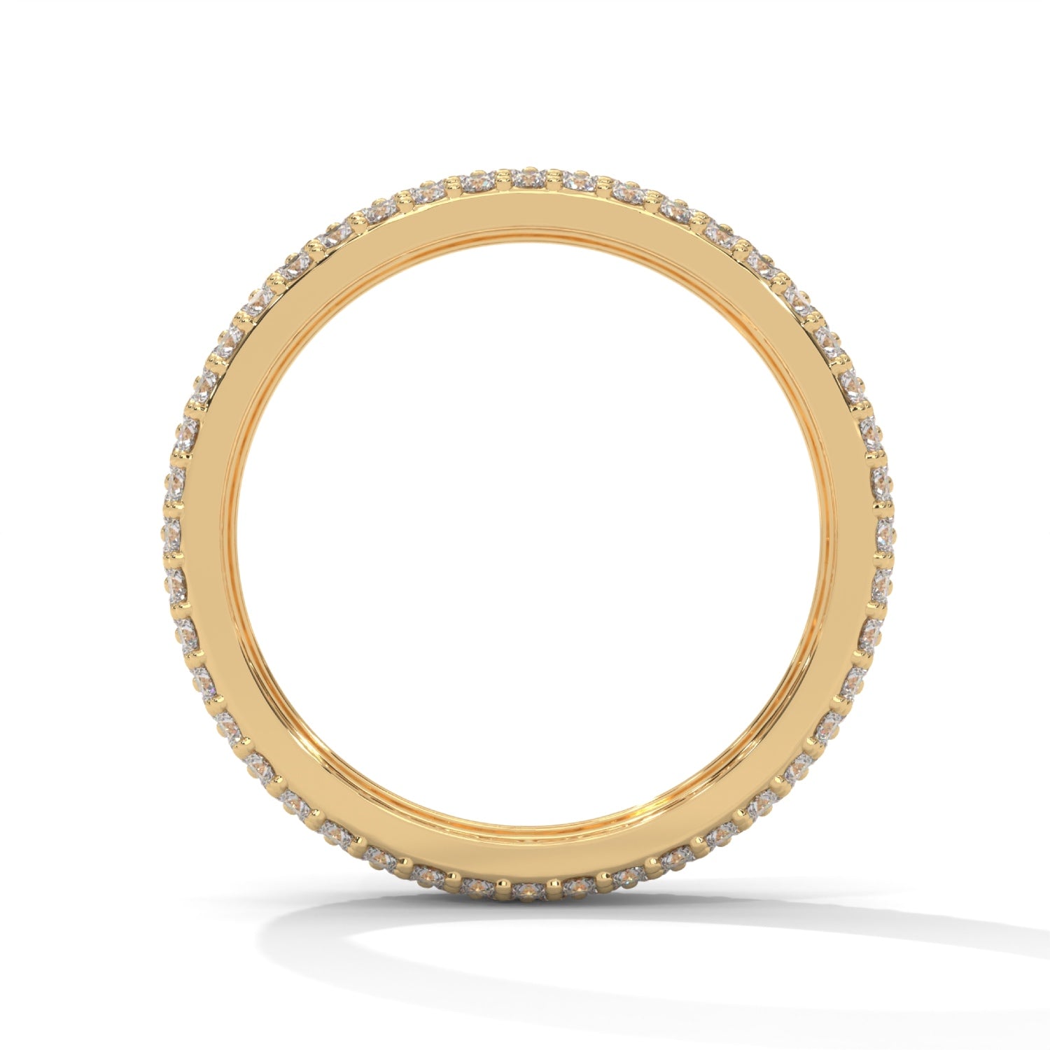 Round Brilliant Cut Lab-Grown Diamond Pavé Eternity Ring in Yellow Gold