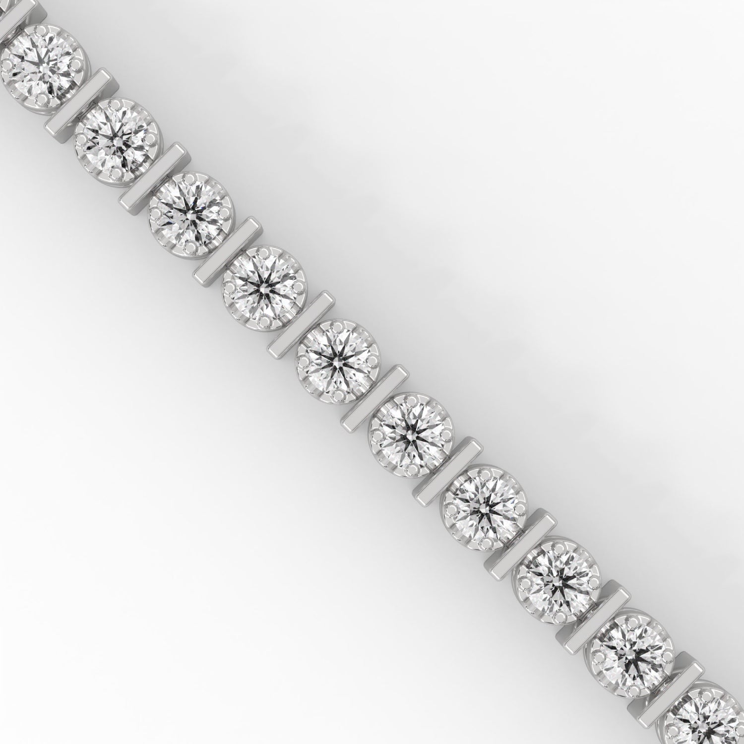 Round Brilliant Cut Lab-Grown Diamond Prong and Bar Tennis Bracelet in White Gold