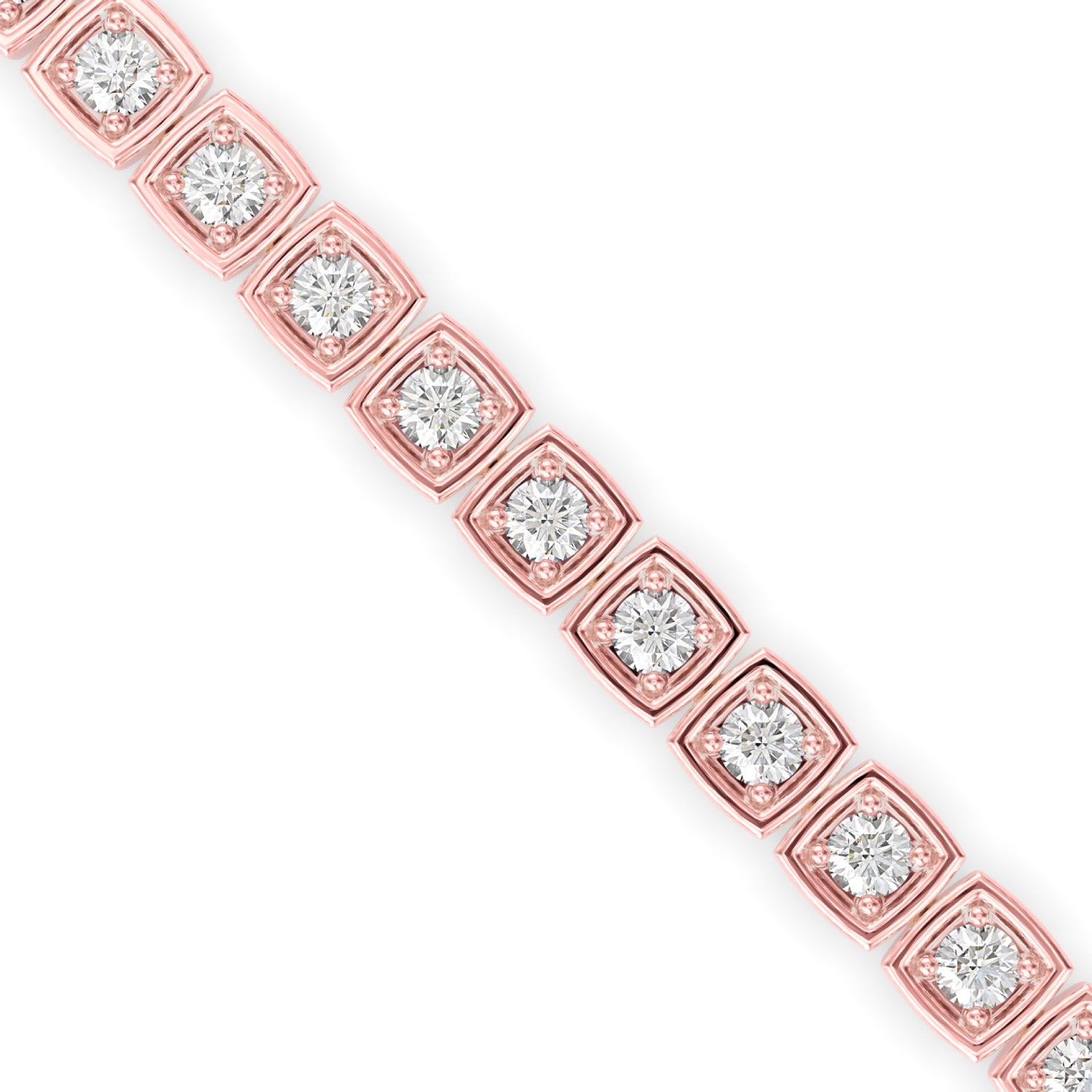 Round Brilliant Cut Lab-Grown Diamond Square Frame Tennis Bracelet in Rose Gold